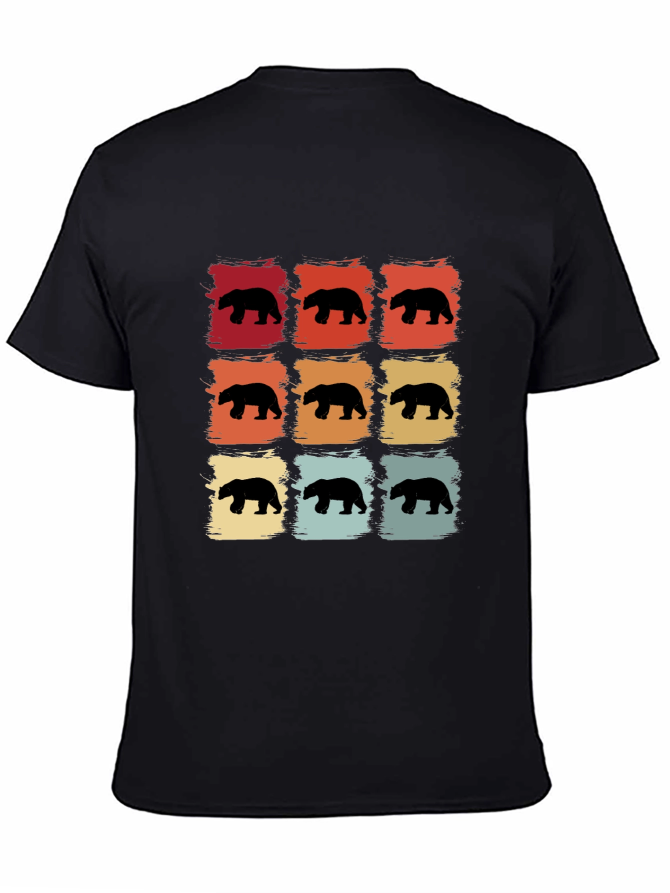 Black Retro Bear Silhouette Graphic T-Shirt view 4