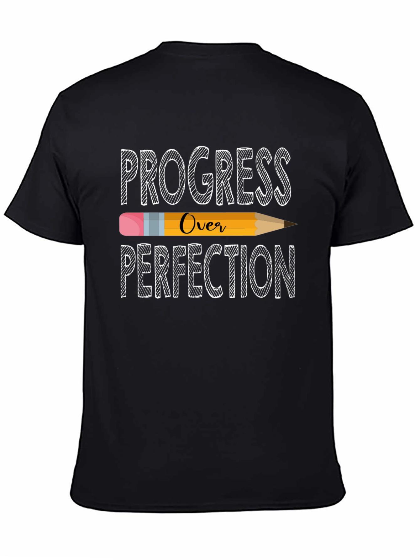 Black Progress Over Perfection T-Shirt - Motivational Teacher Tee view 4