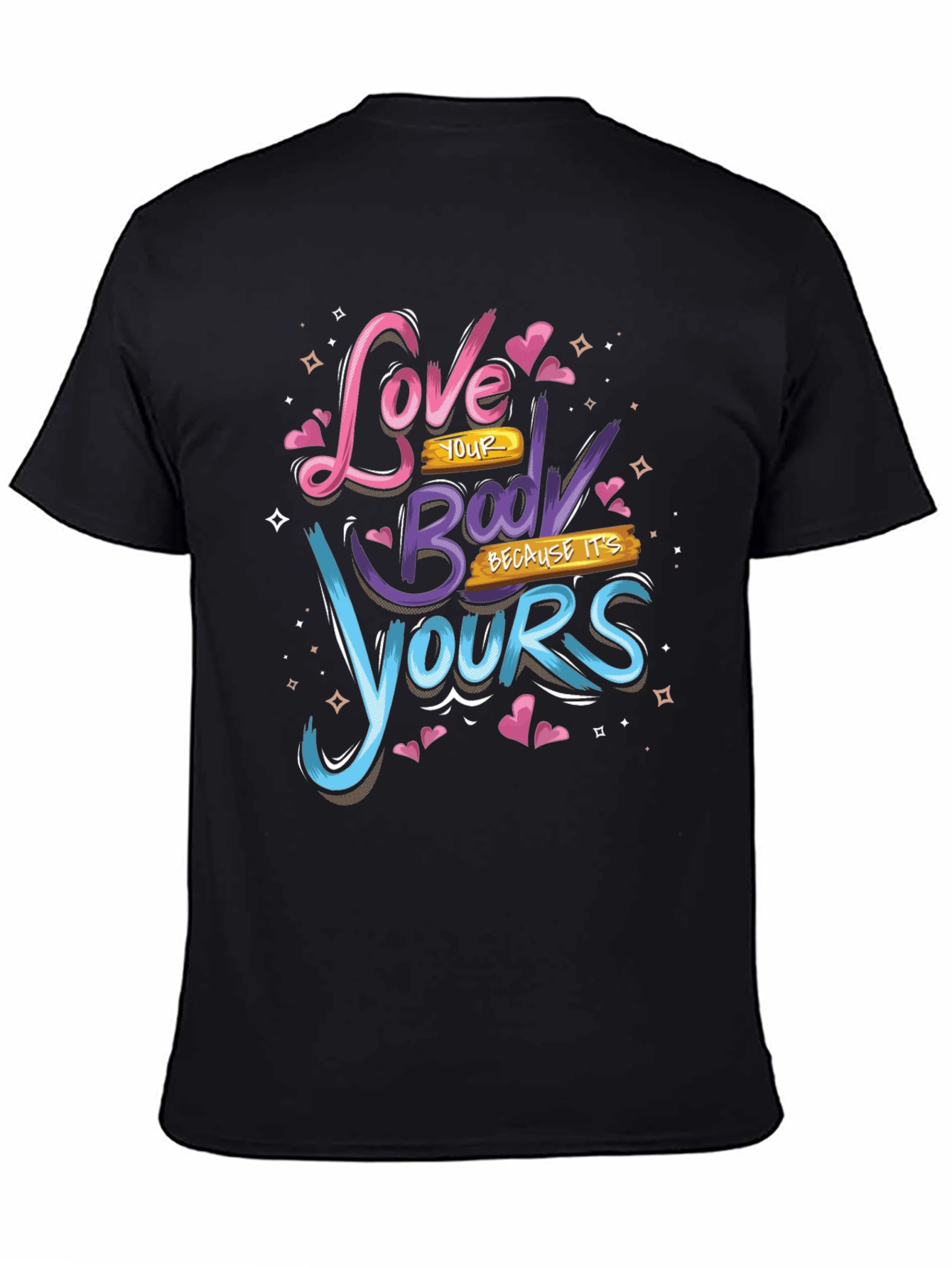 Black Love Your Body Black Graphic Tee view 4
