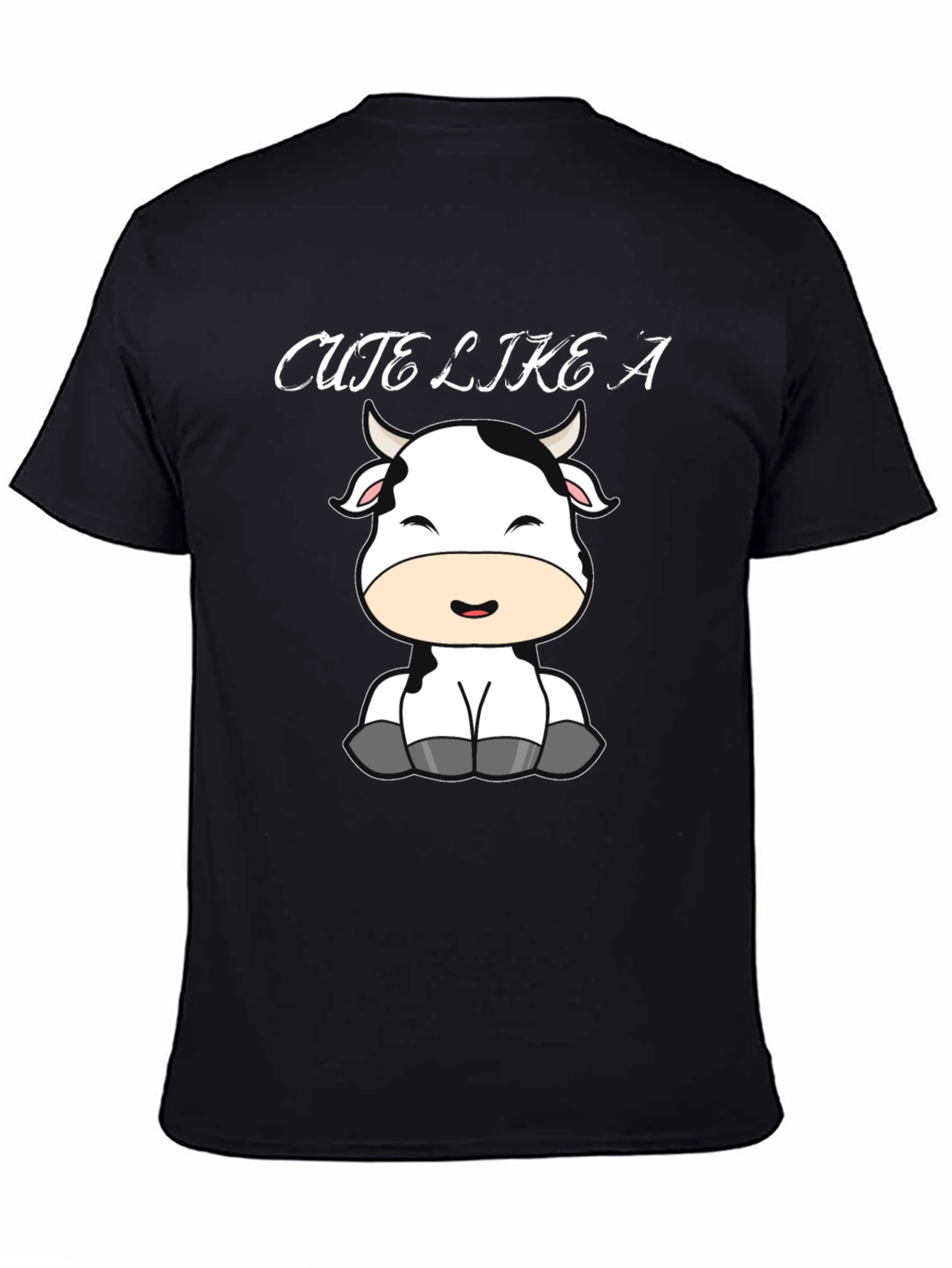 Black Cute Like a Cow Black T-Shirt view 4