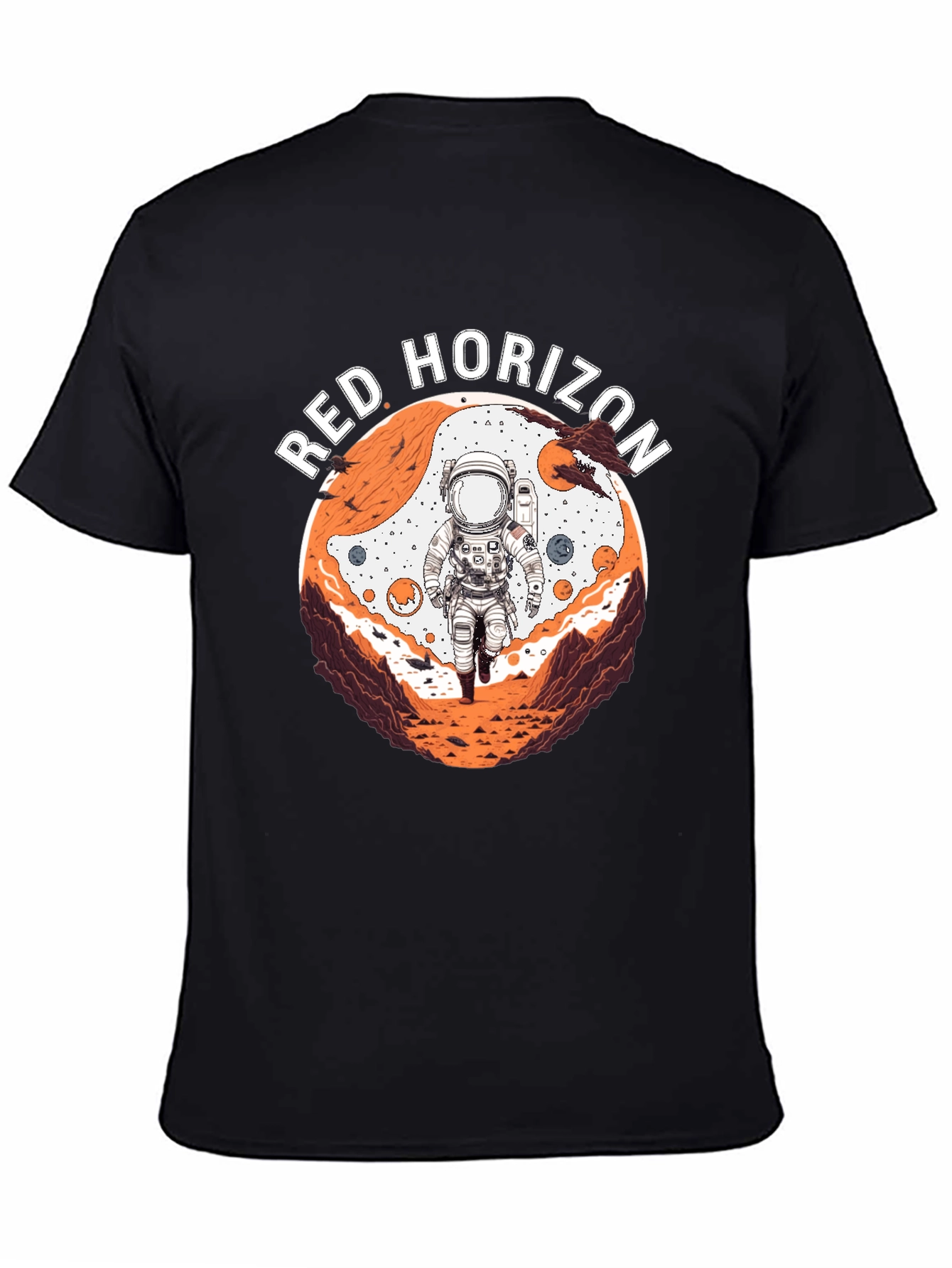 Black Red Horizon Astronaut Graphic Tee - Black view 4
