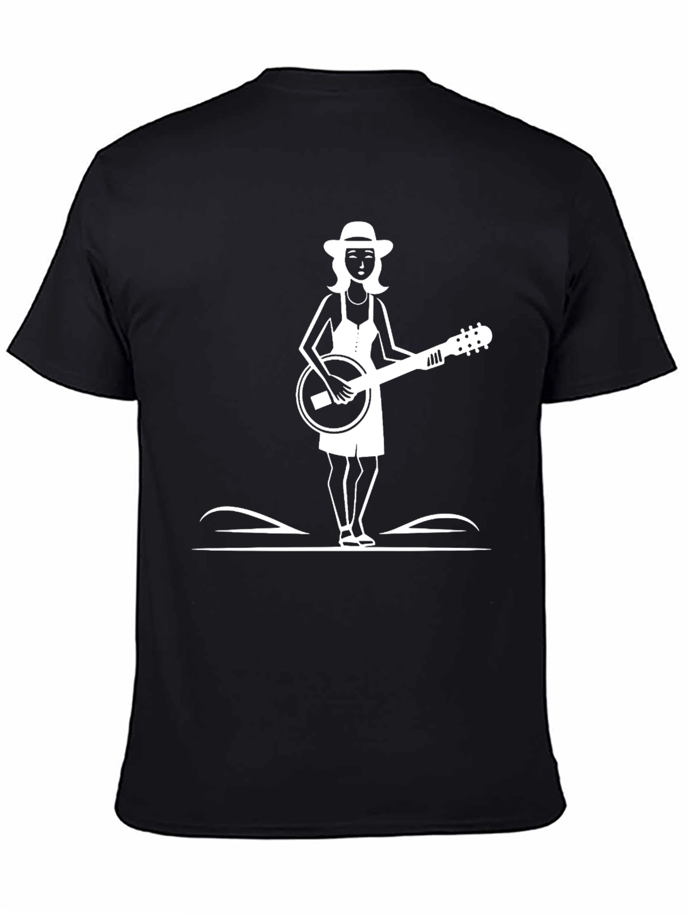 Black Banjo Woman Graphic Tee - Black Casual T-Shirt view 4
