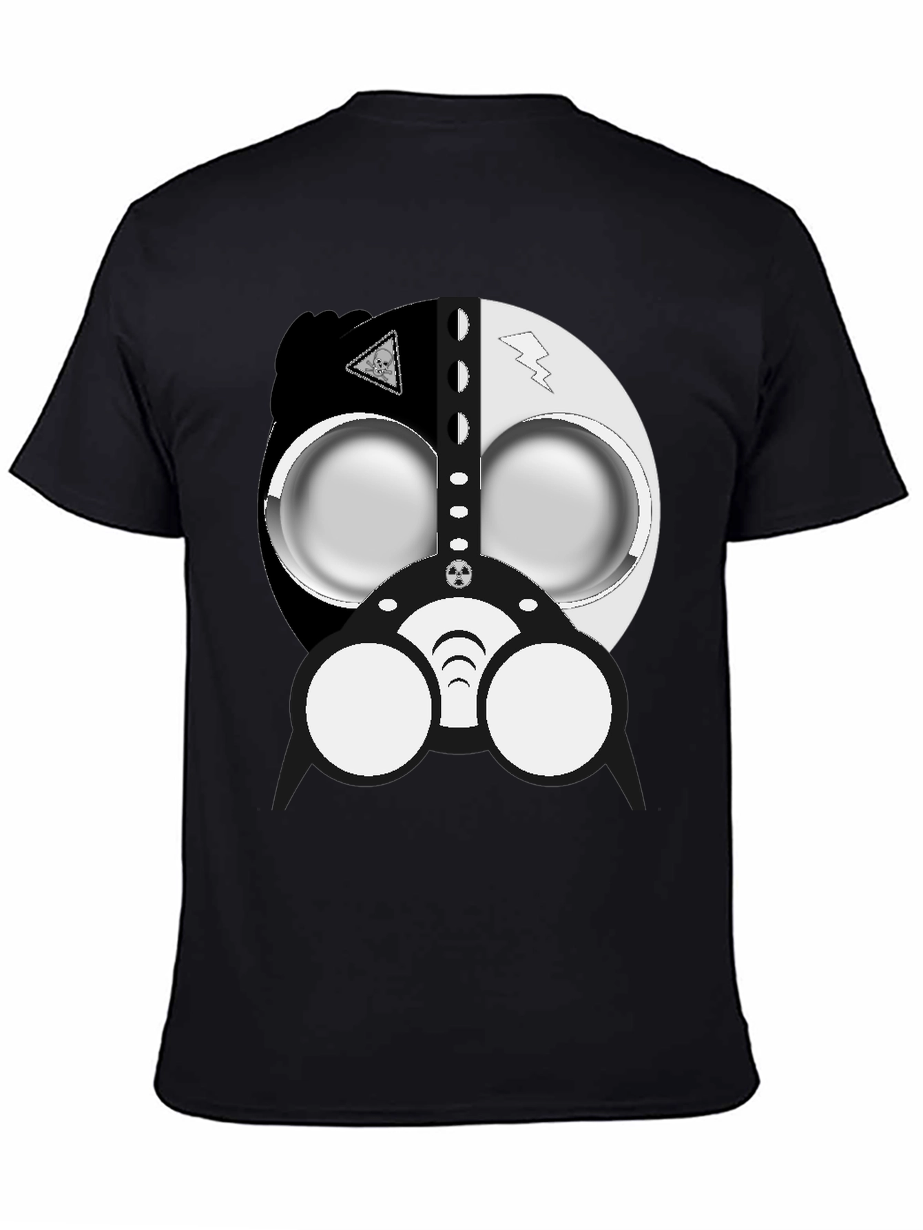 Black Cool Gas Mask Graphic Black T-Shirt view 4