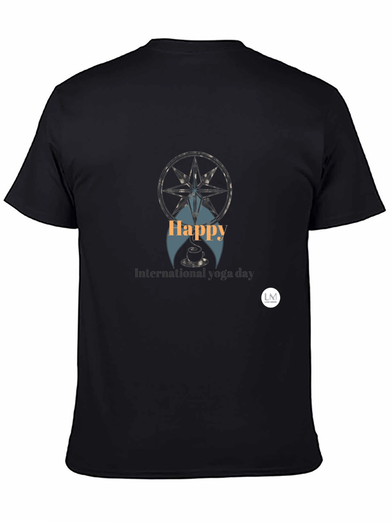 Black Happy International Yoga Day T-Shirt view 4