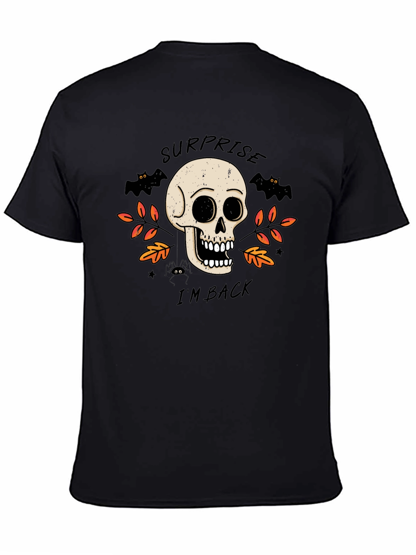 Black Surprise I'm Back Halloween Skull T-Shirt view 4