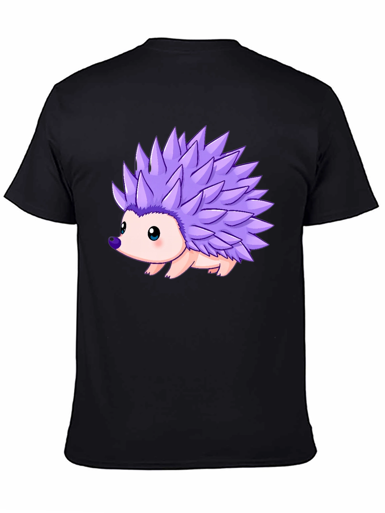 Black Cartoon Hedgehog Print T-Shirt view 4