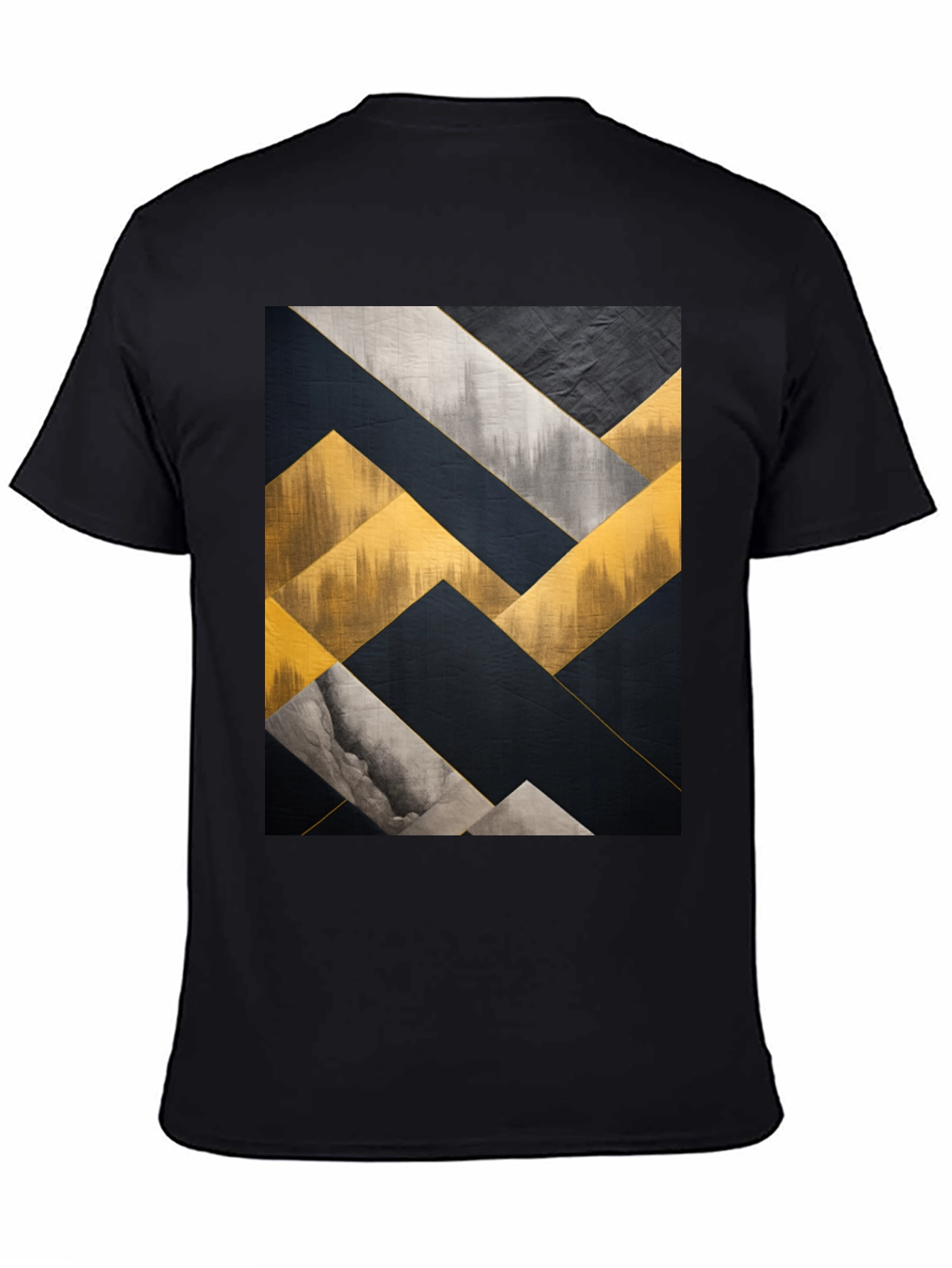 Black Abstract Geometric Art Men's Black T-Shirt view 4