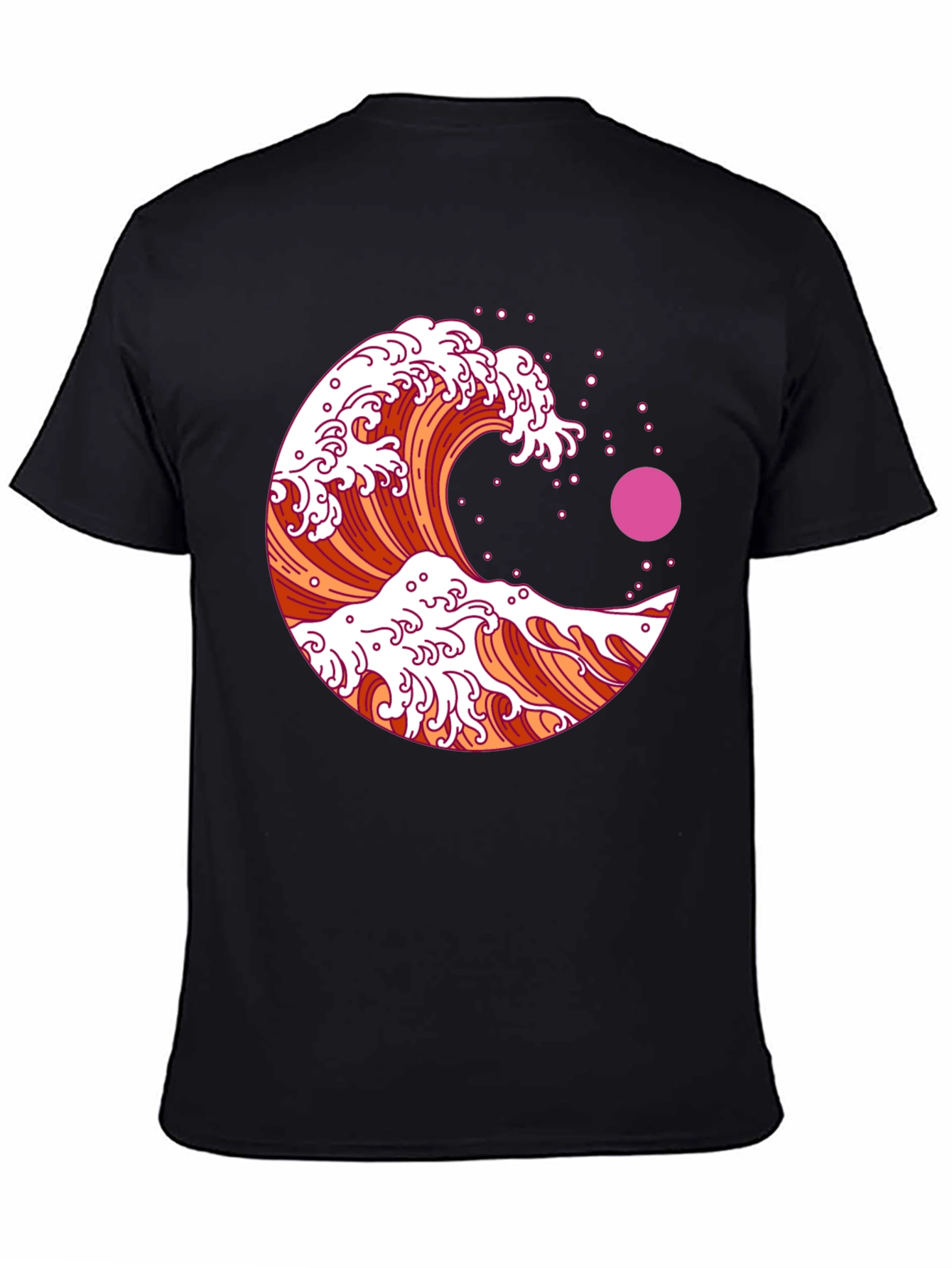Black Great Wave Graphic Tee - Black view 4