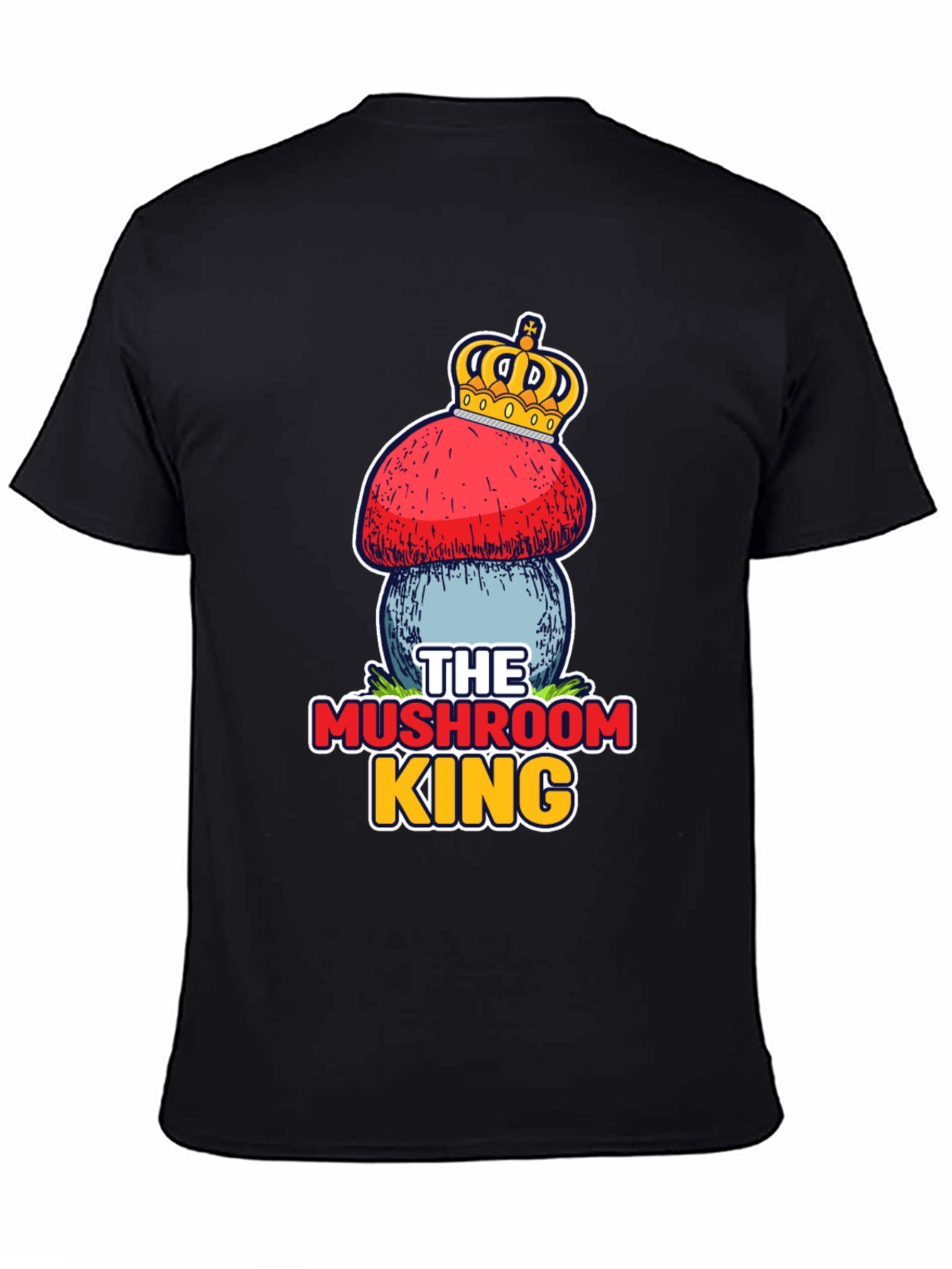 Black Mushroom King T-Shirt - Unique Graphic Tee view 4