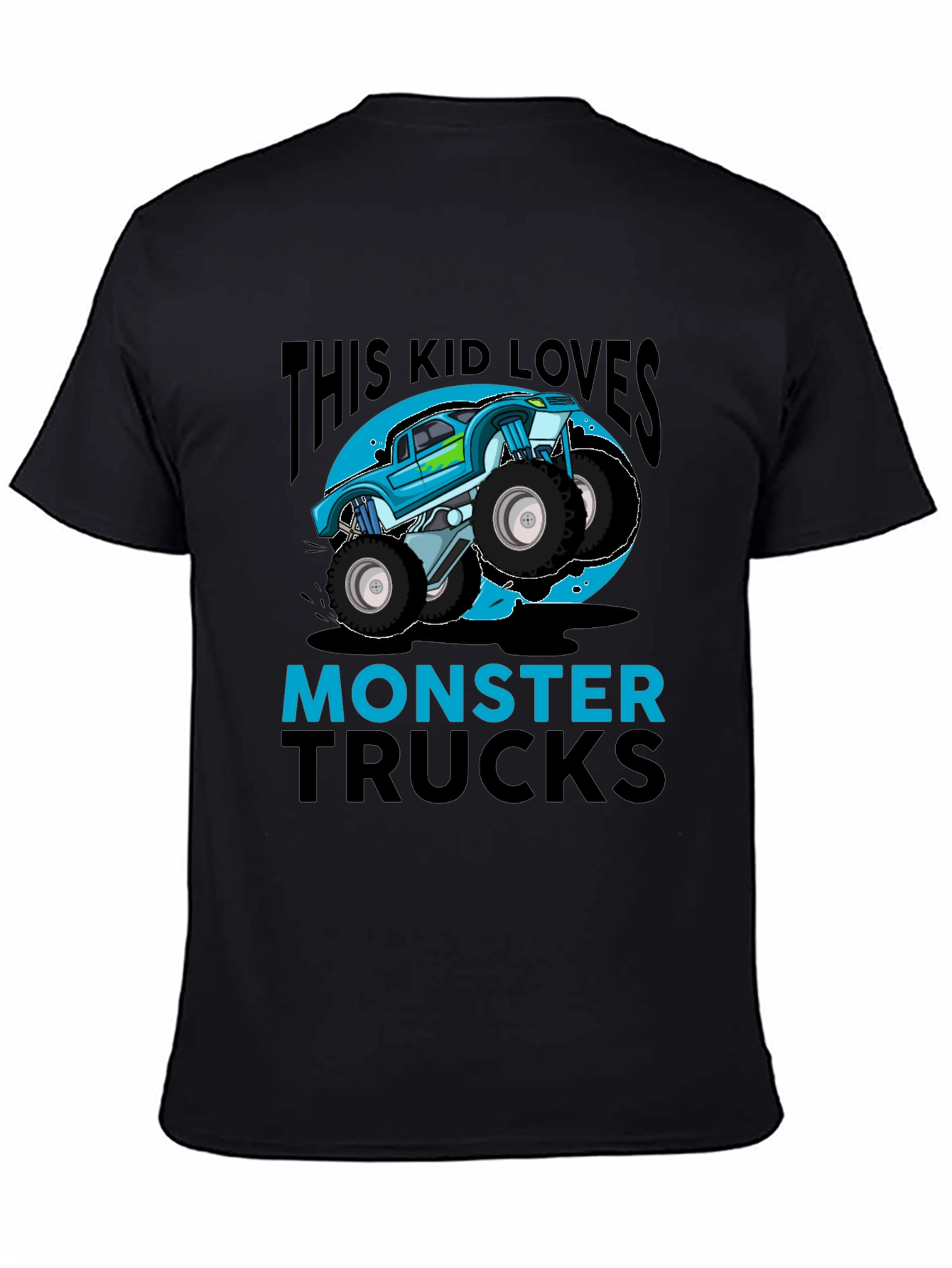 Kids' Monster Truck T-Shirt - Blue Graphic Design - 4