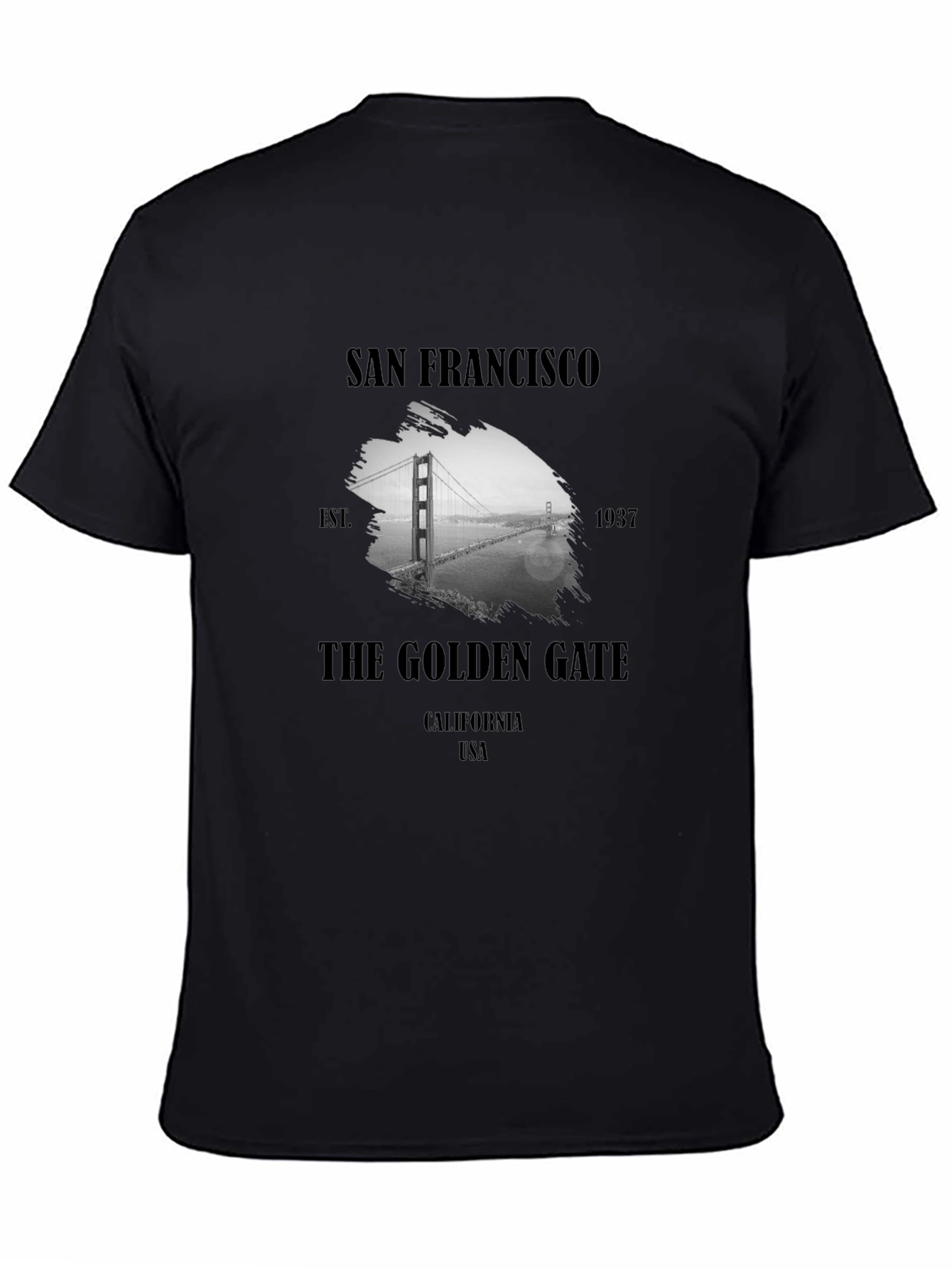 Black San Francisco Golden Gate Bridge Black T-Shirt view 4