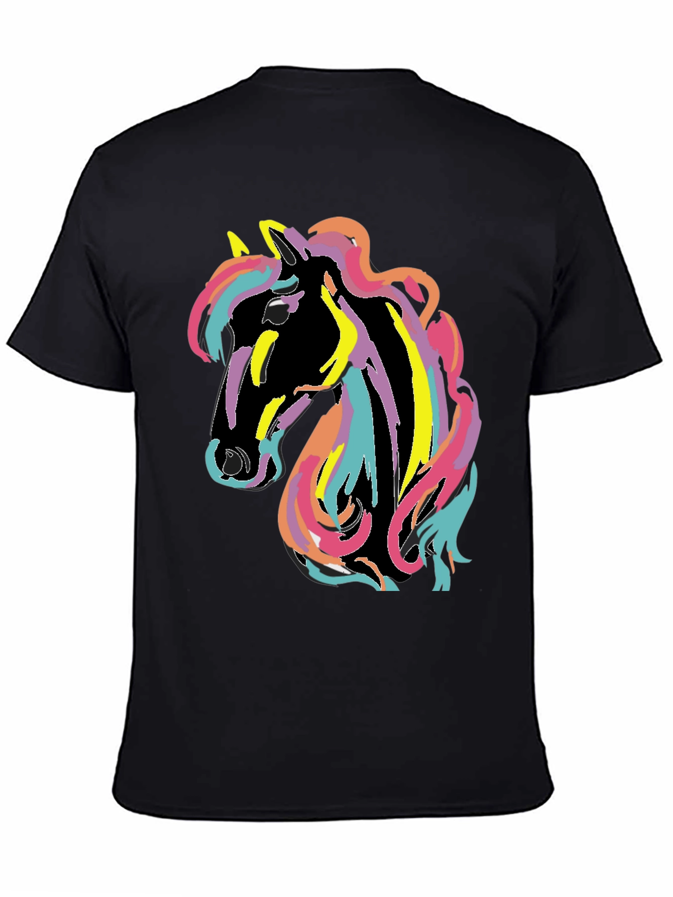 Black Rainbow Horse Graphic Tee - Men's Black T-Shirt view 4