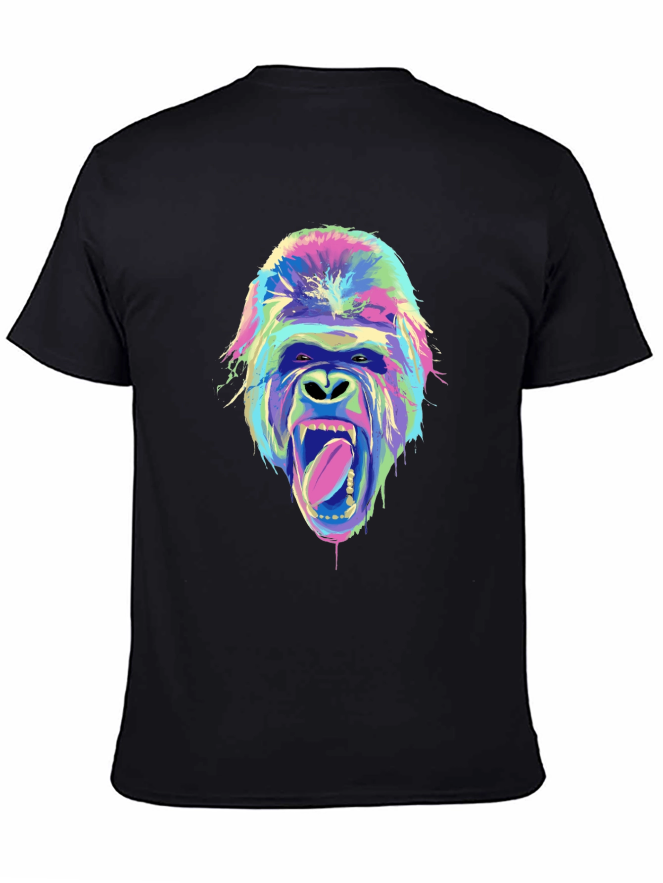 Black Vivid Gorilla Graphic Tee - Unique Streetwear Style view 4