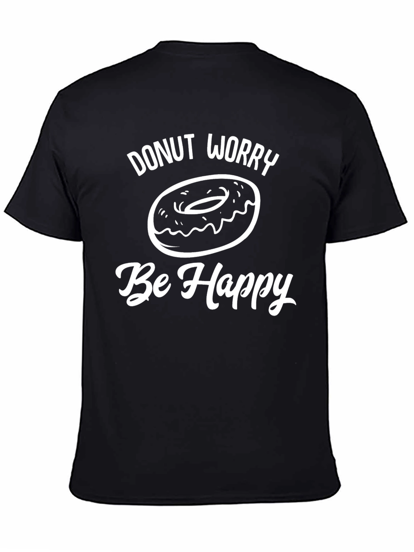 Black Donut Worry Be Happy Graphic Tee - Unisex view 4