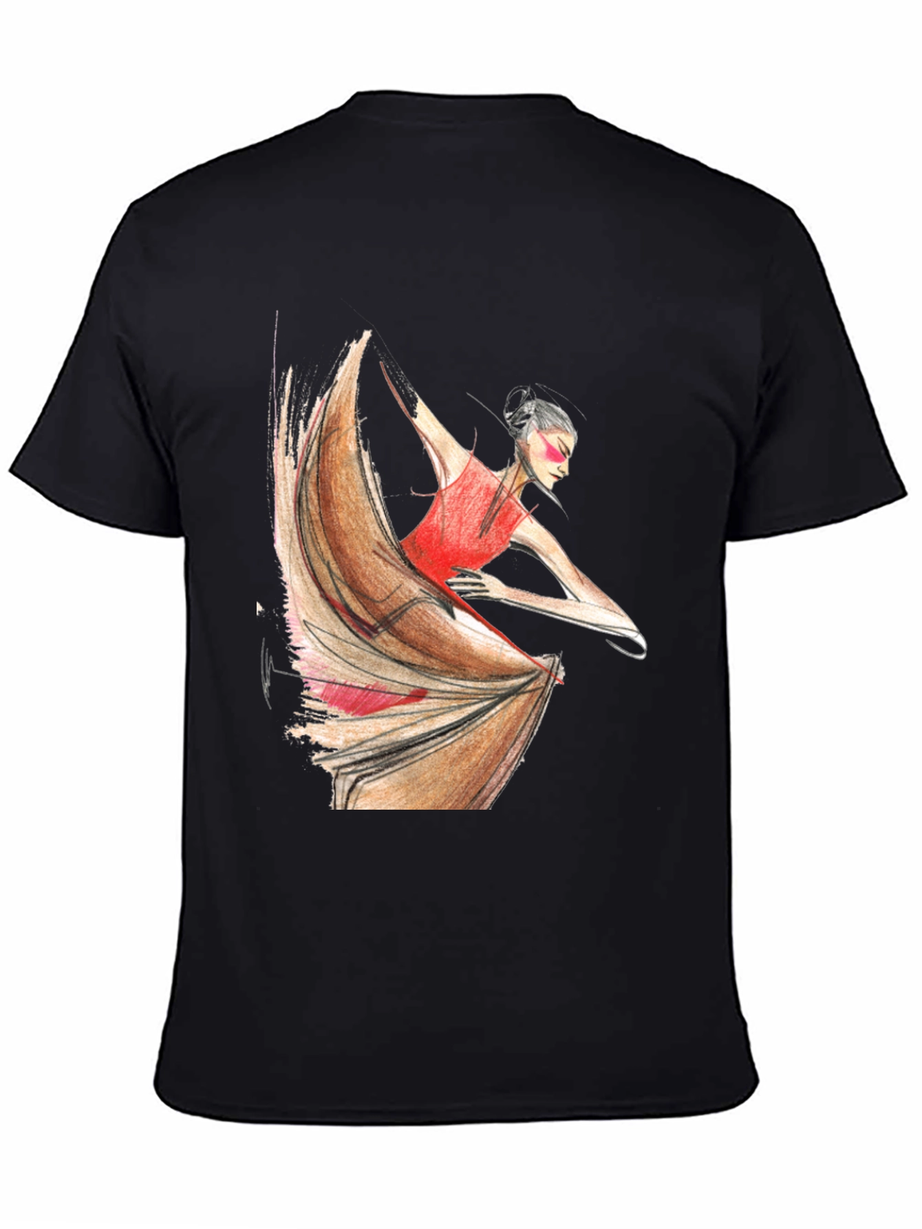 Black Flamenco Dancer Graphic Tee - Black Unisex T-Shirt view 4