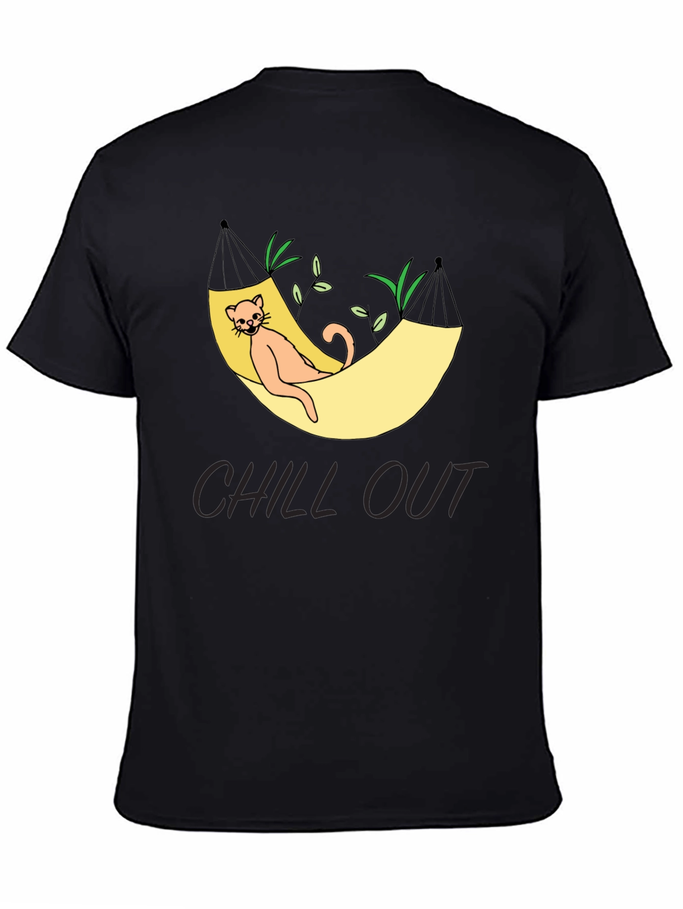 Black Chill Out Cat Hammock Graphic Tee - Relaxed Fit view 4