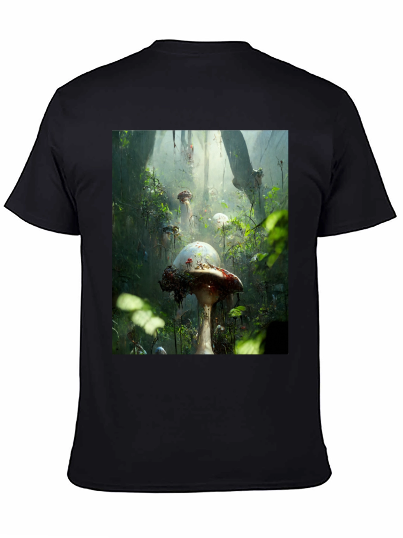 Black Enchanted Forest Mushroom T-Shirt view 4