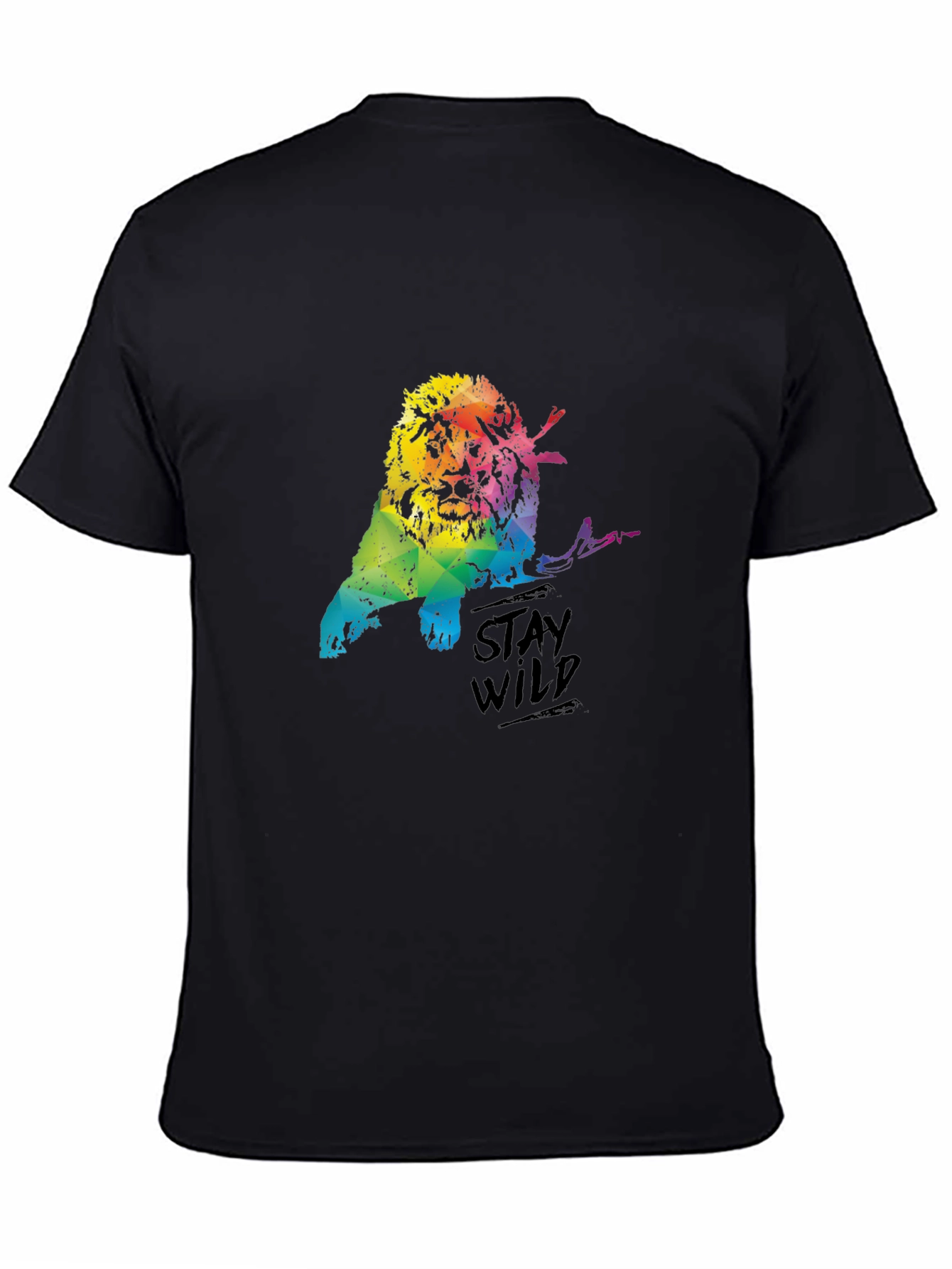 Black Stay Wild Lion Graphic Black T-Shirt view 4