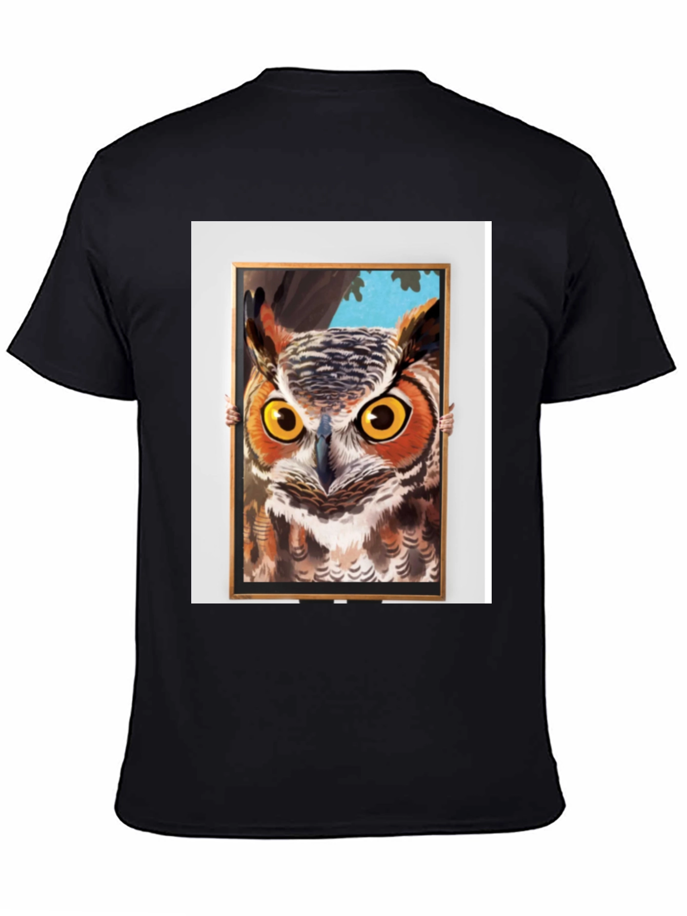 Black Owl Framed Art Graphic T-Shirt view 4