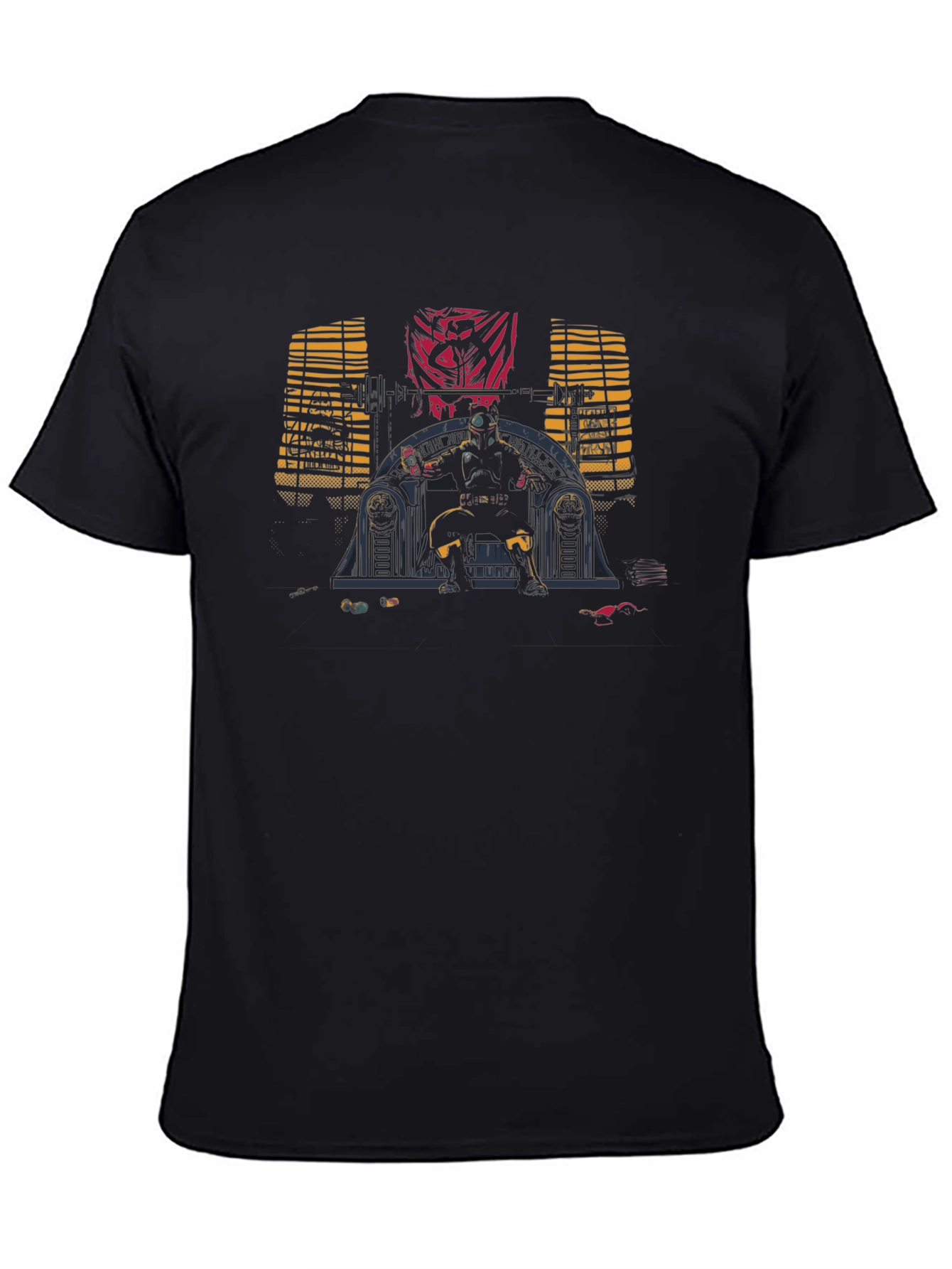 Black Retro Sci-Fi Throne T-Shirt view 4