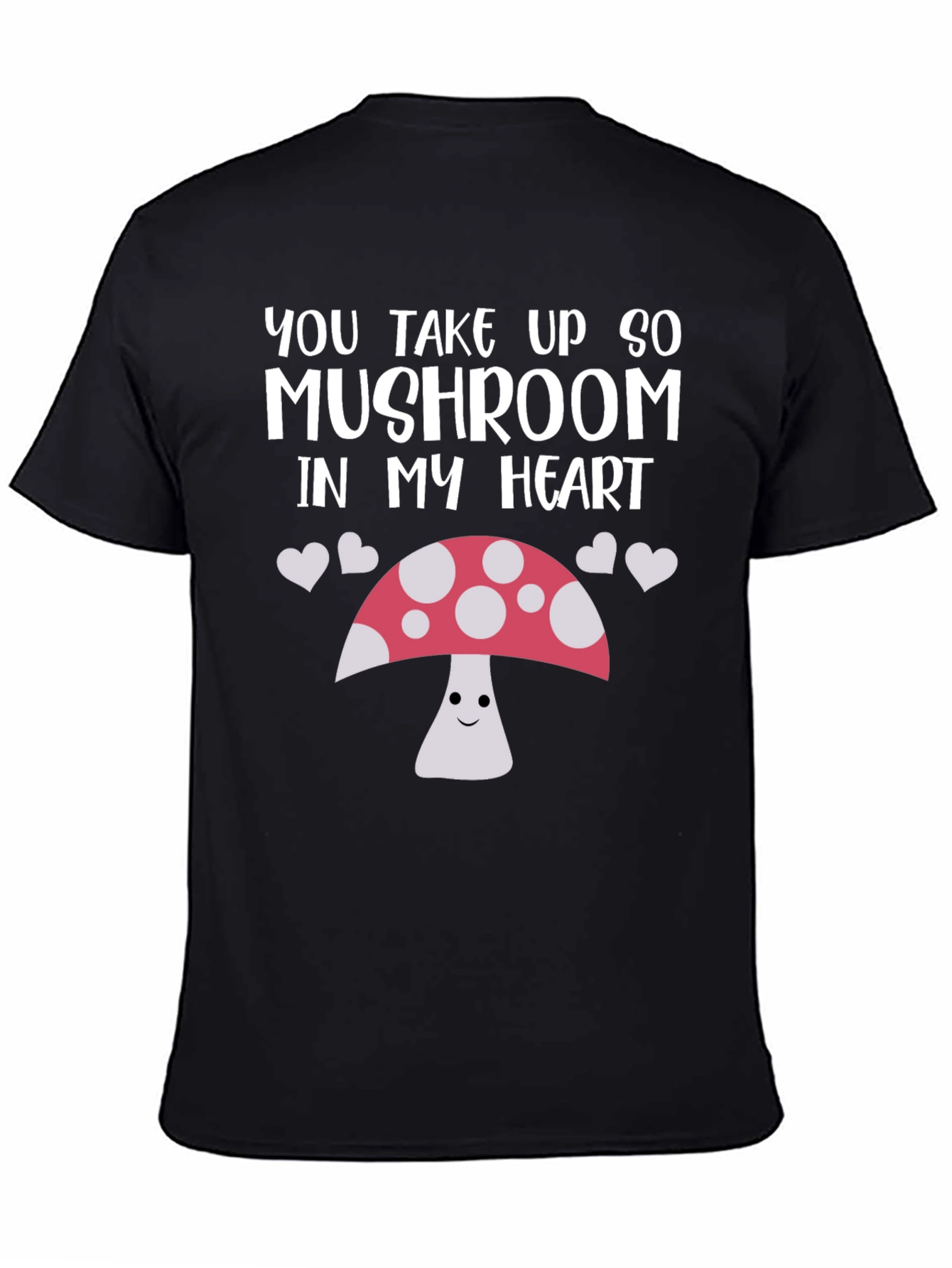 Black Mushroom Heart Graphic Tee - Cute & Funny Shirt view 4