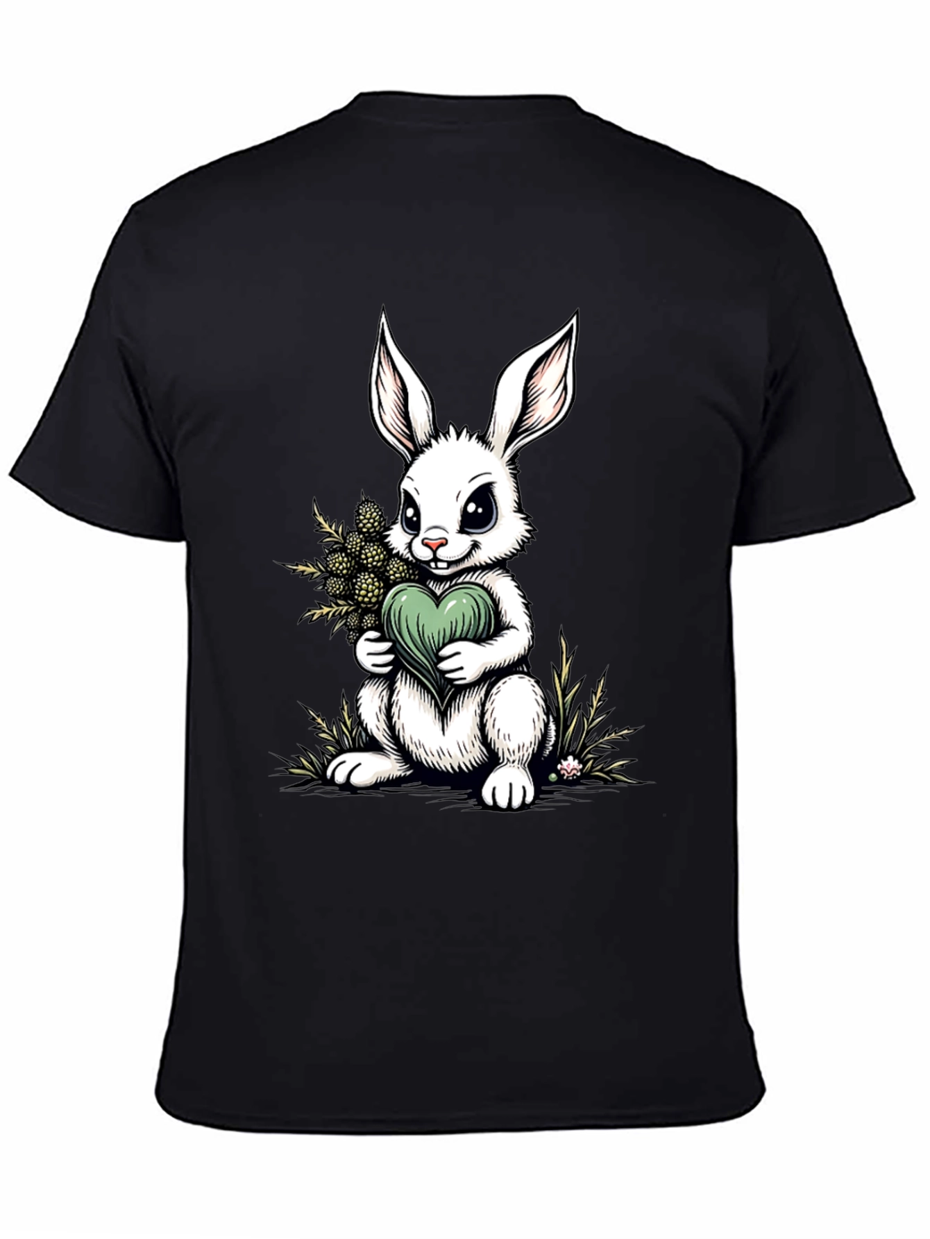 Black Bunny Heart Graphic Tee - Cute Rabbit Shirt view 4