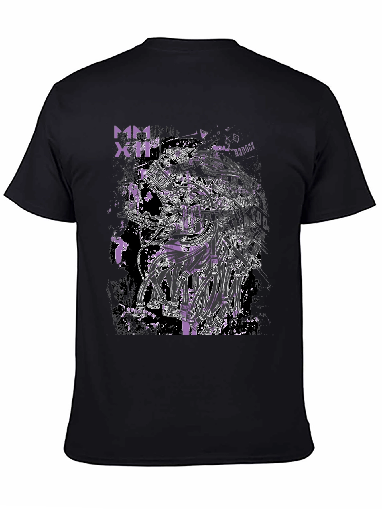 Black Cyberpunk Style Graphic Print Black T-Shirt view 4