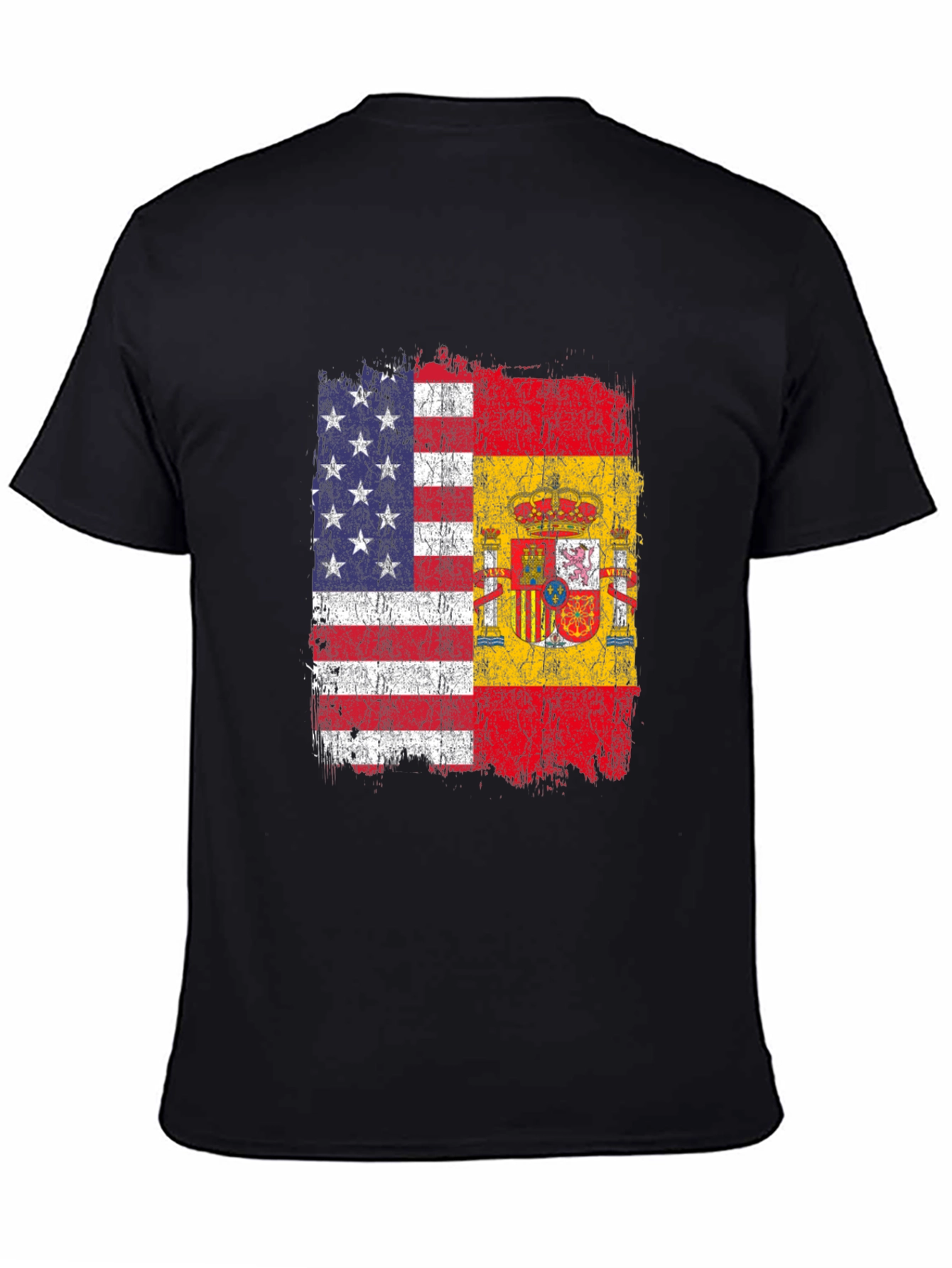 Black USA & Spain Flag T-Shirt - Dual Heritage Tee view 4