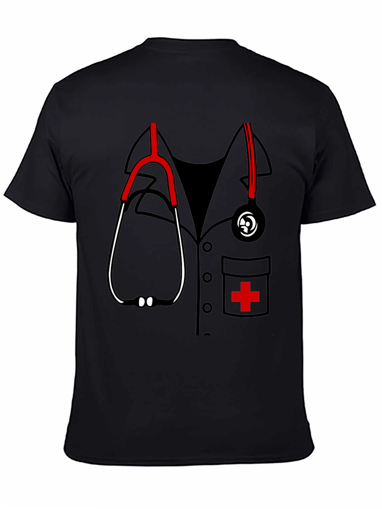 Black Funny Doctor Stethoscope Graphic Tee view 4