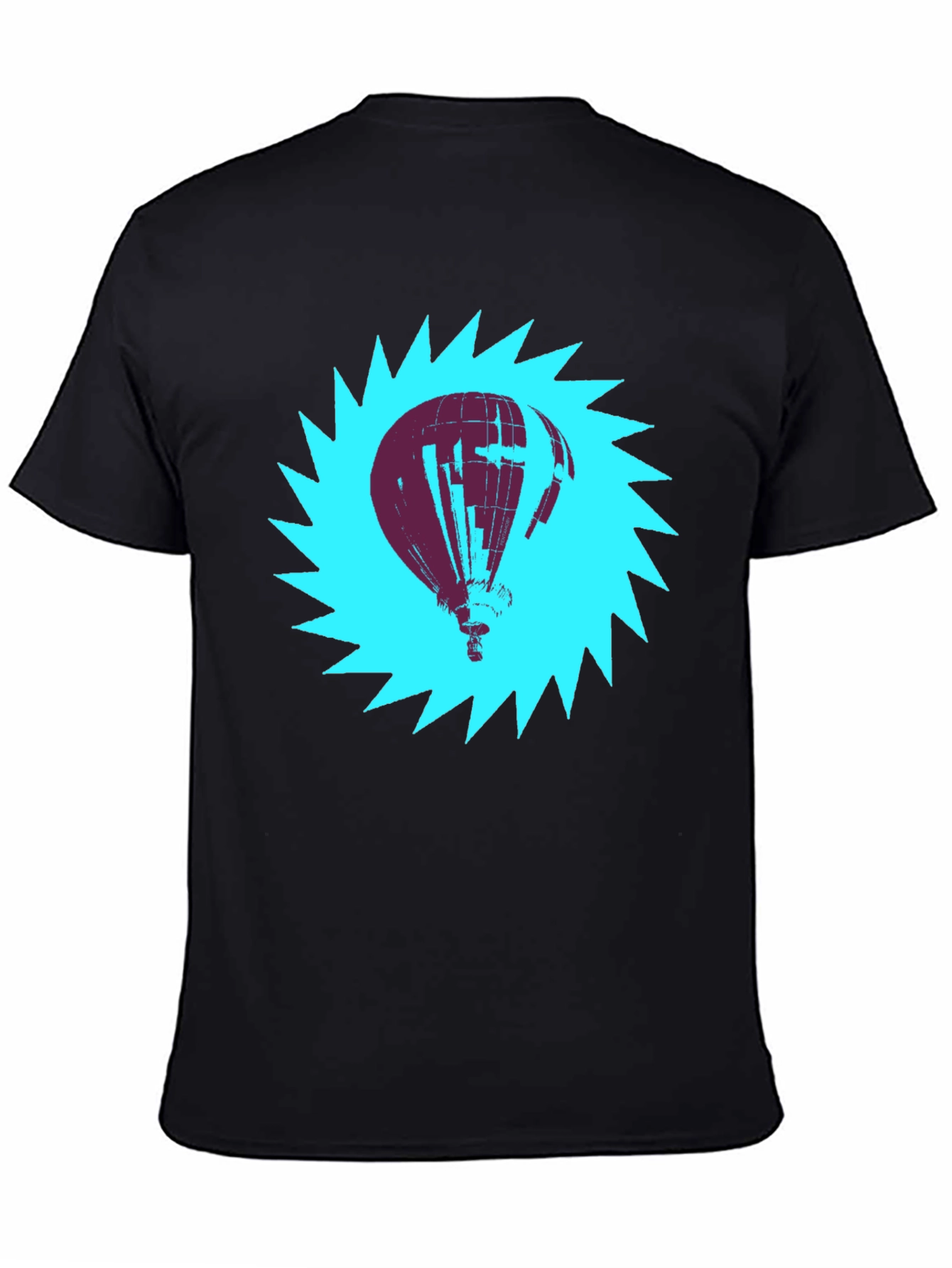 Black Air Balloon Graphic Tee - Men's Black Cotton T-Shirt view 4