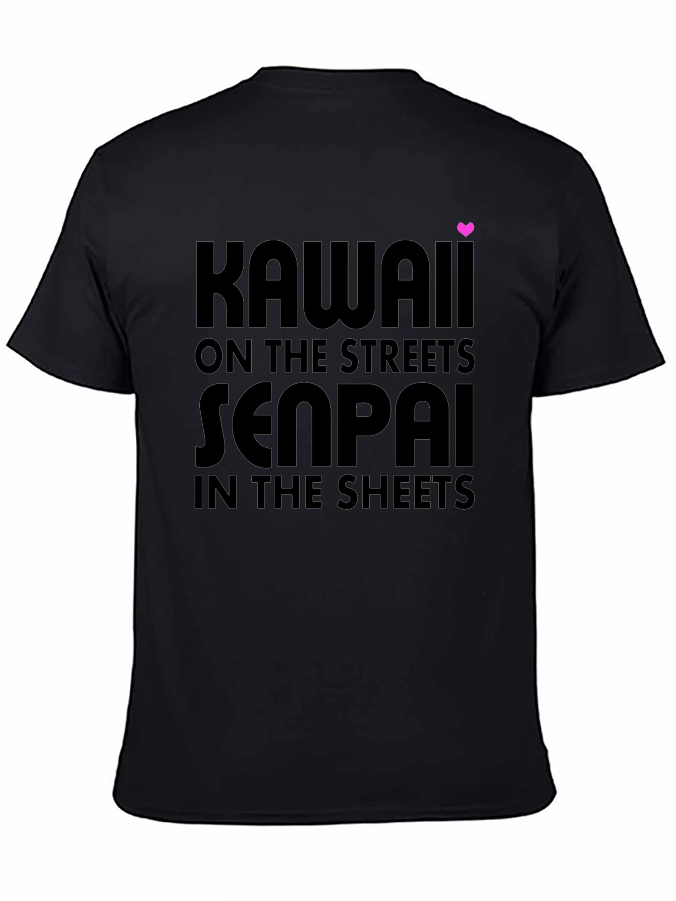 Black Kawaii Senpai Graphic Tee - Black Cotton T-Shirt view 4