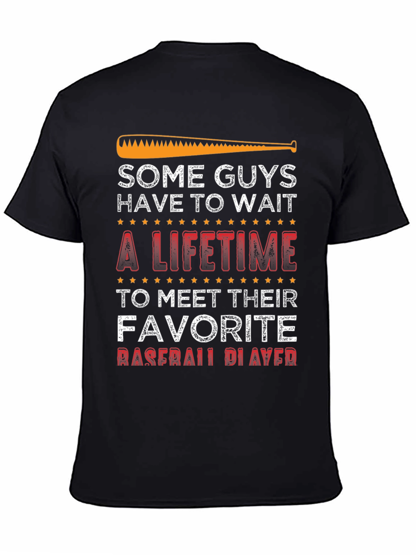 Black Baseball Fan T-Shirt - Some Guys Have to Wait view 4