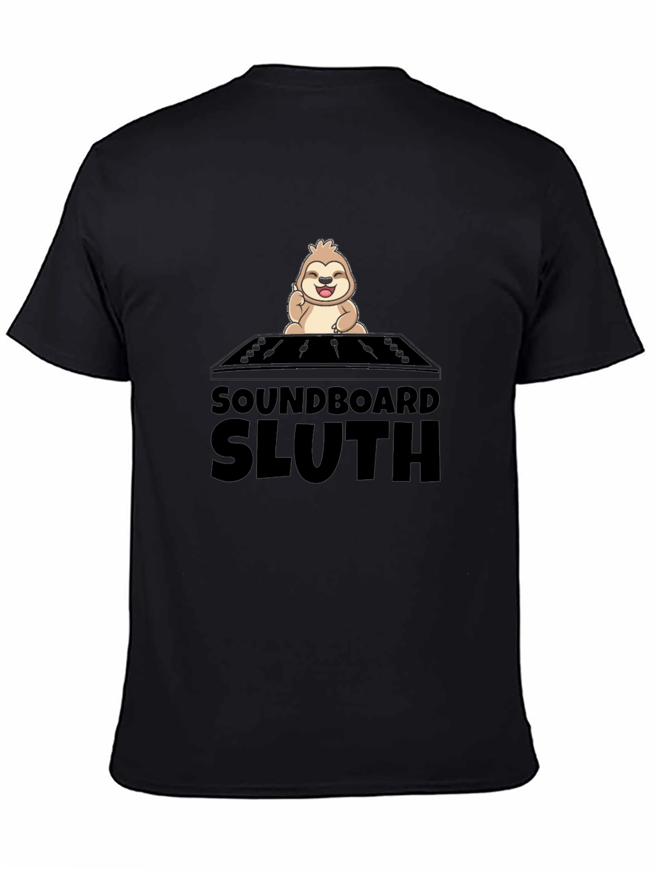 Black Soundboard Sloth Graphic Tee - Black view 4