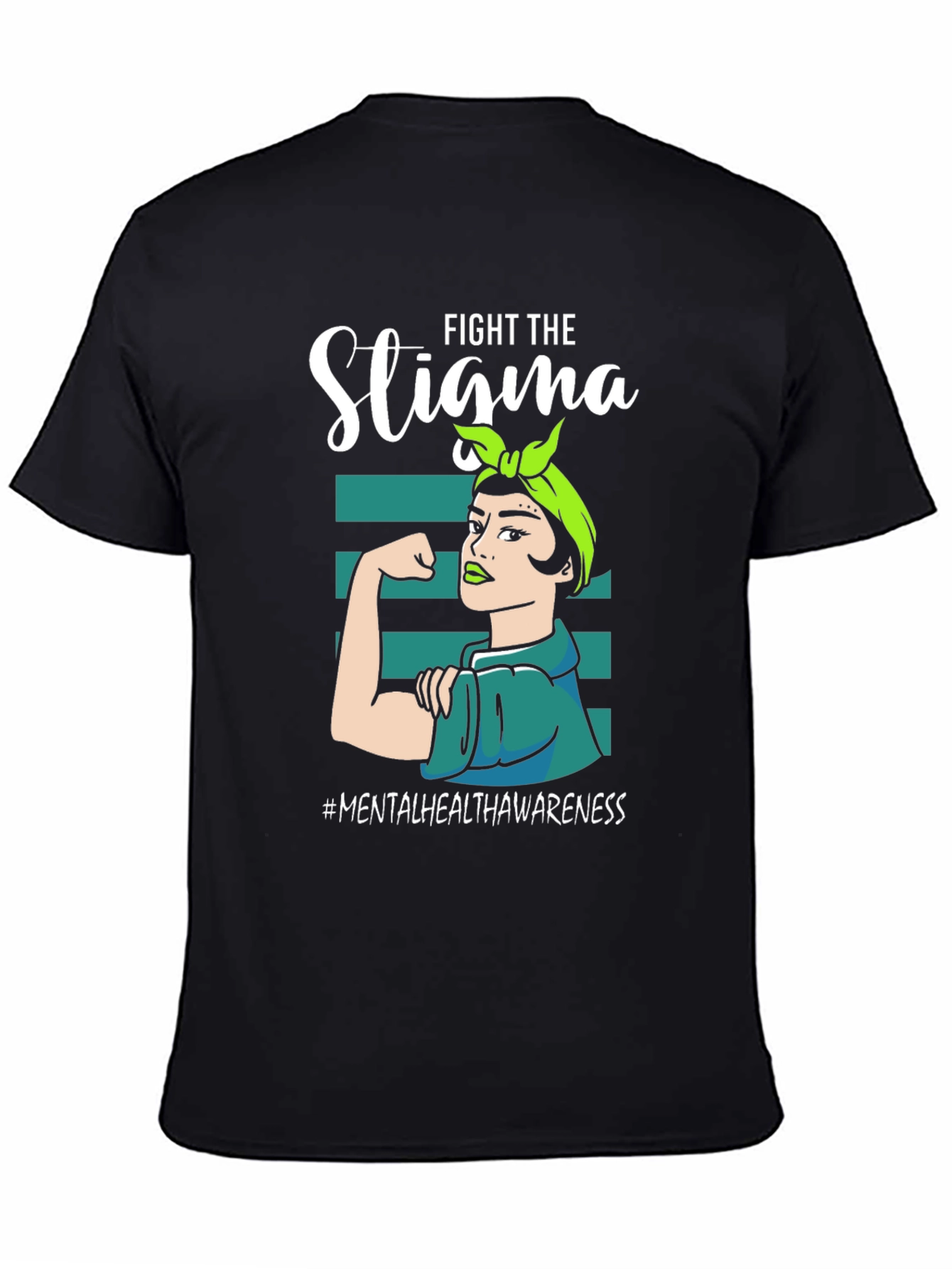 Black Fight the Stigma Mental Health Awareness T-Shirt view 4