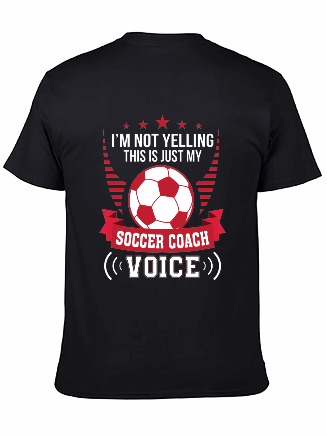 Black Soccer Coach Voice T-Shirt - Funny Sports Tee view 4