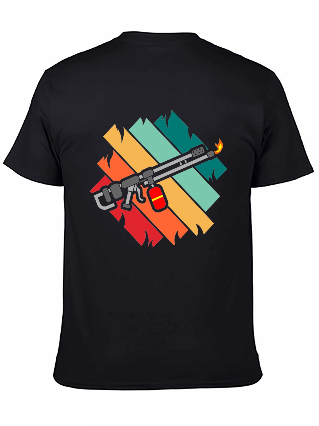 Black Retro Blowtorch Tee - Cool Fire Tool Graphic T-Shirt view 4