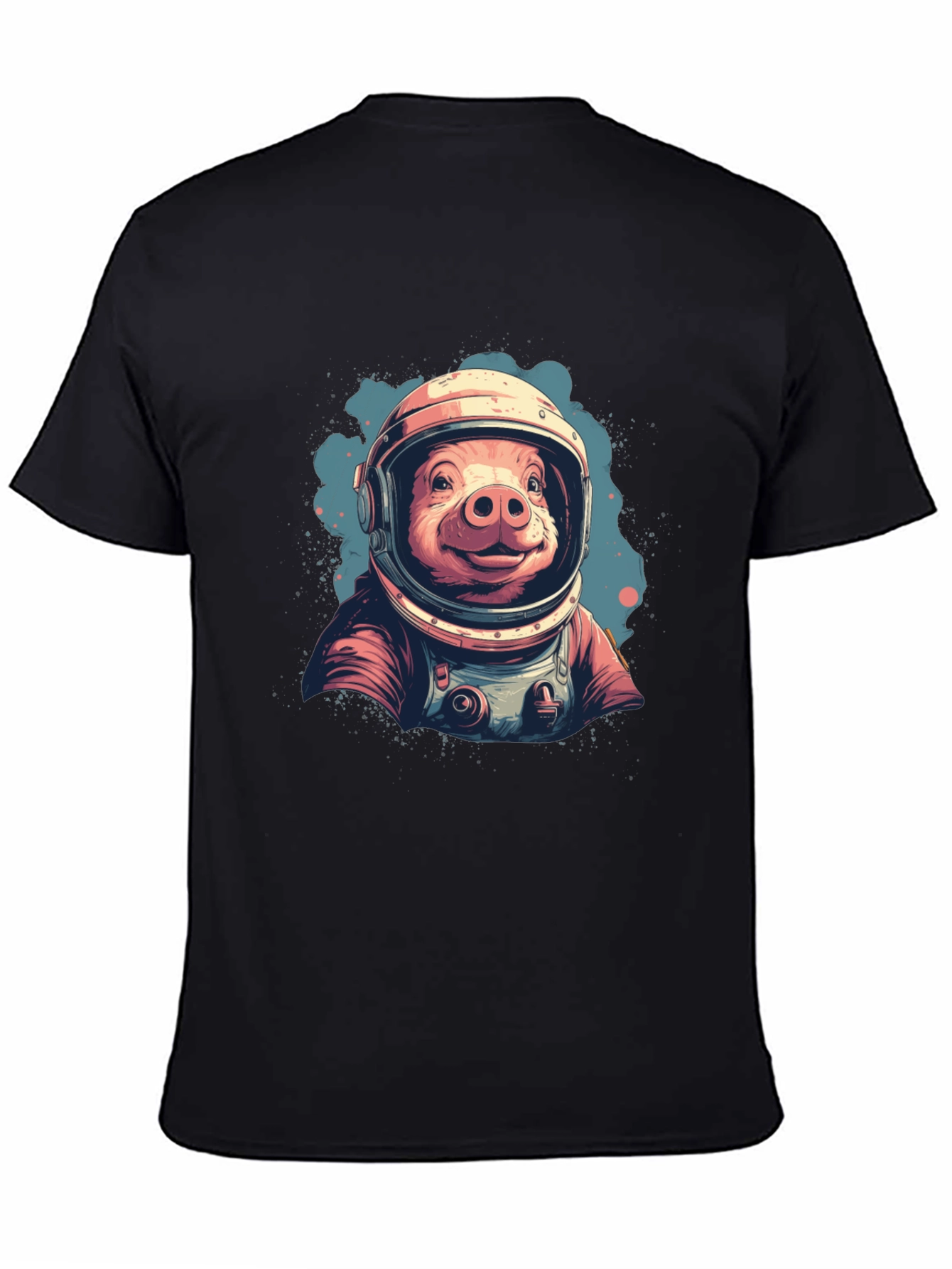 Black Astronaut Pig T-Shirt - Space Hog Tee view 4