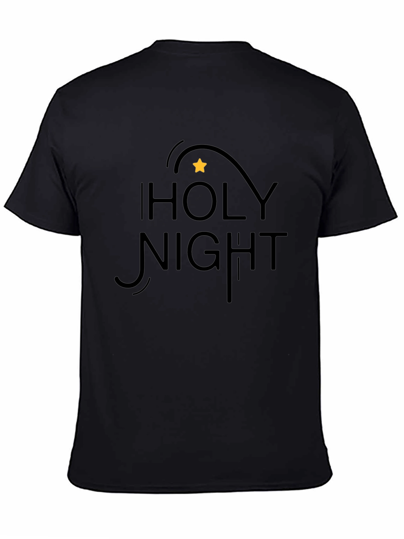 Black Holy Night Graphic Tee - Black Cotton T-Shirt view 4