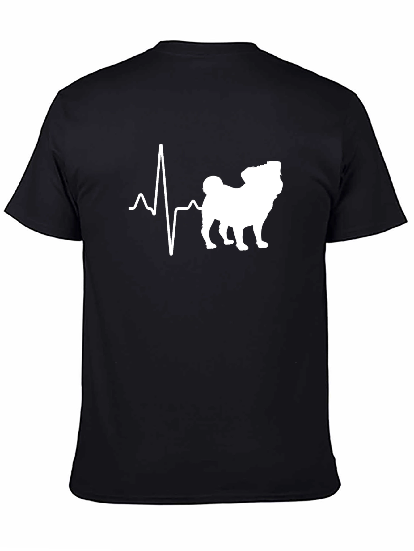 Black Pug Heartbeat T-Shirt - Black view 4