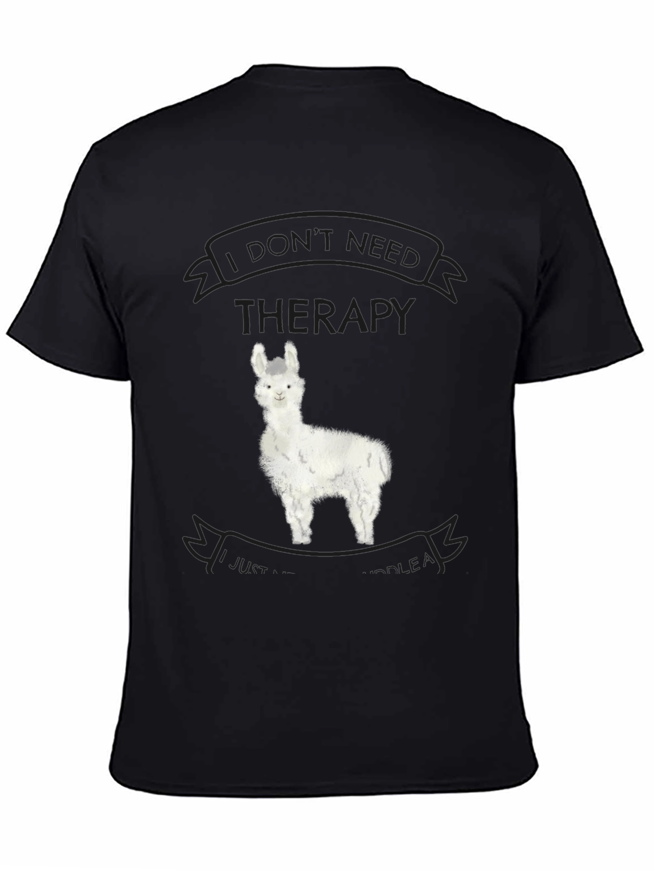 Black Alpaca Therapy T-Shirt - Funny Llama Graphic Tee view 4