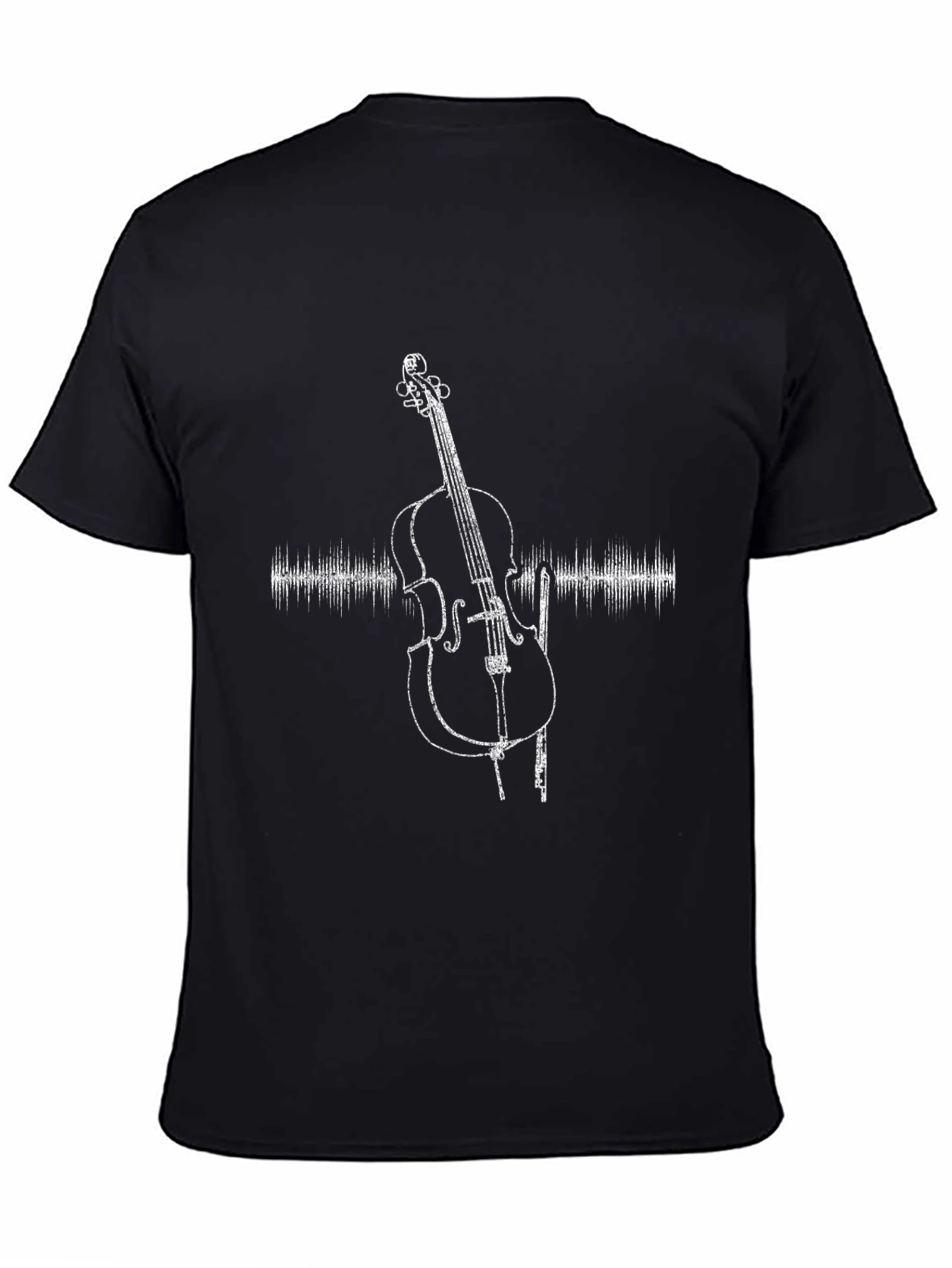 Black Cello Music Wave T-Shirt - Black view 4