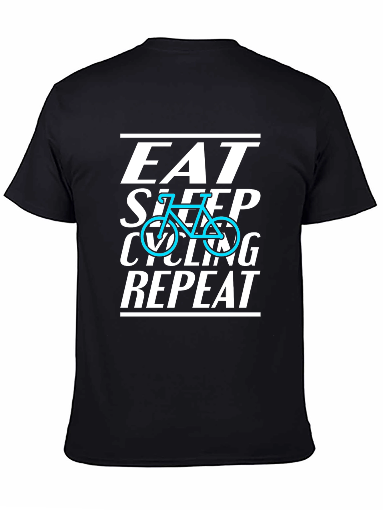 Black Eat Sleep Cycling Repeat Black T-Shirt view 4