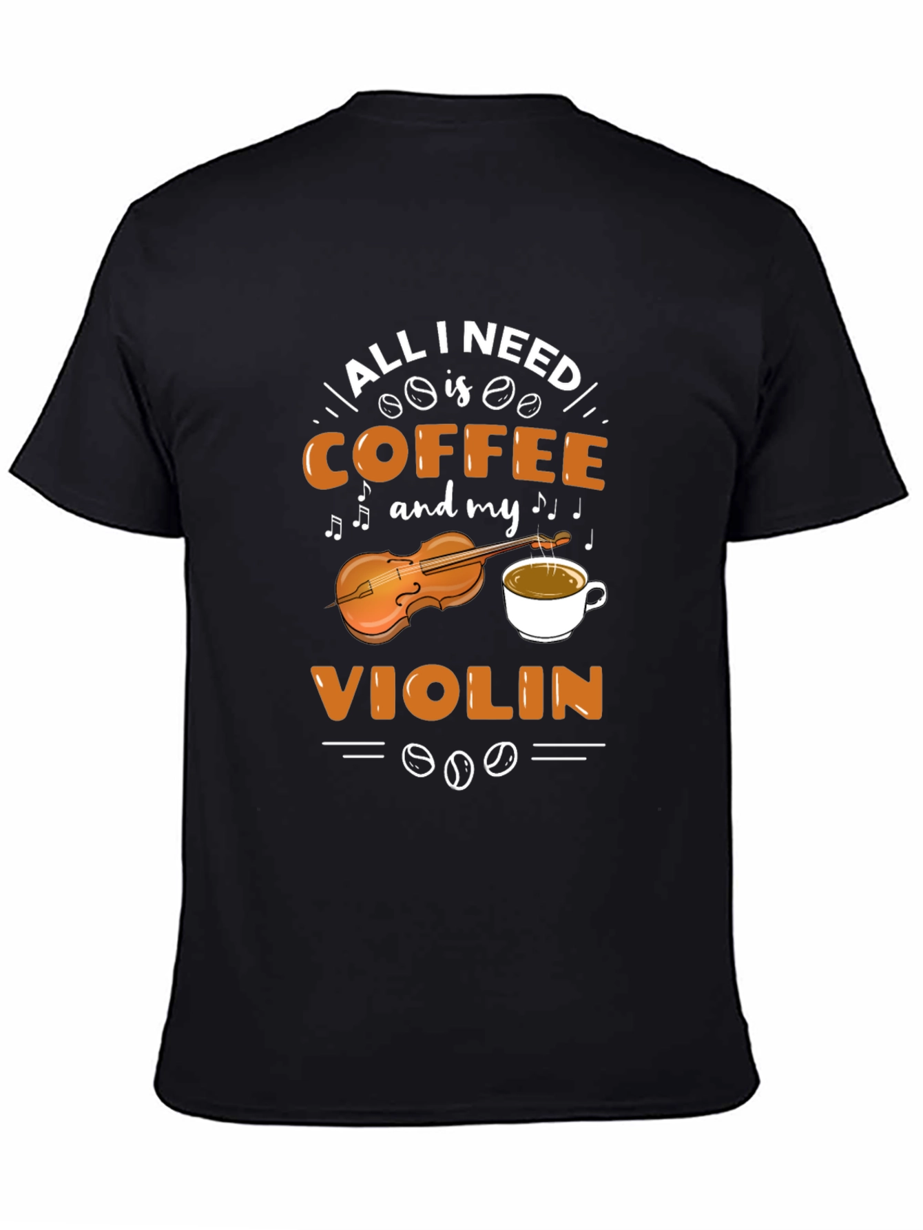Black Coffee & Violin Graphic Tee - Music Lover Shirt view 4