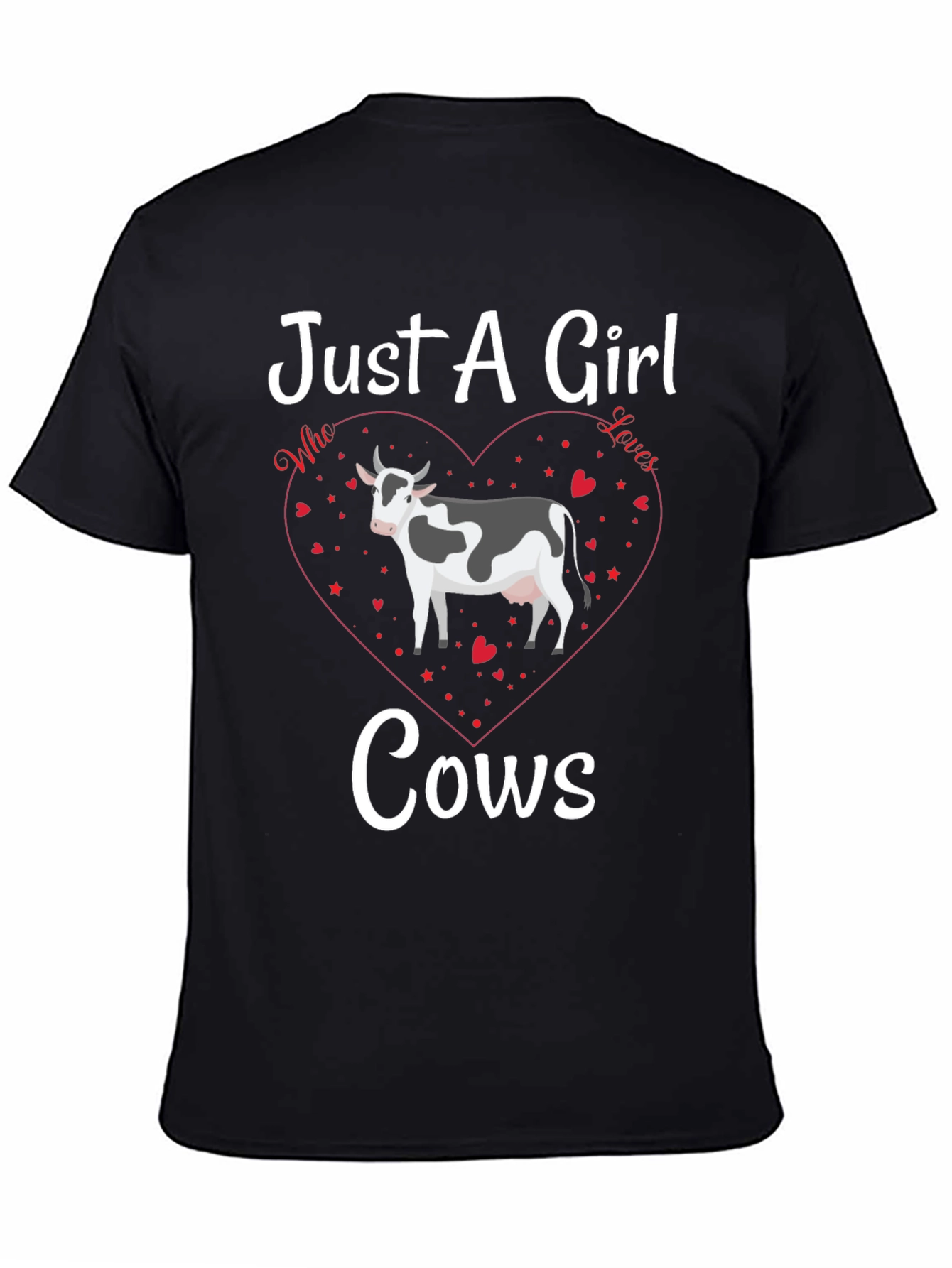 Black Just A Girl Who Loves Cows Graphic Tee view 4
