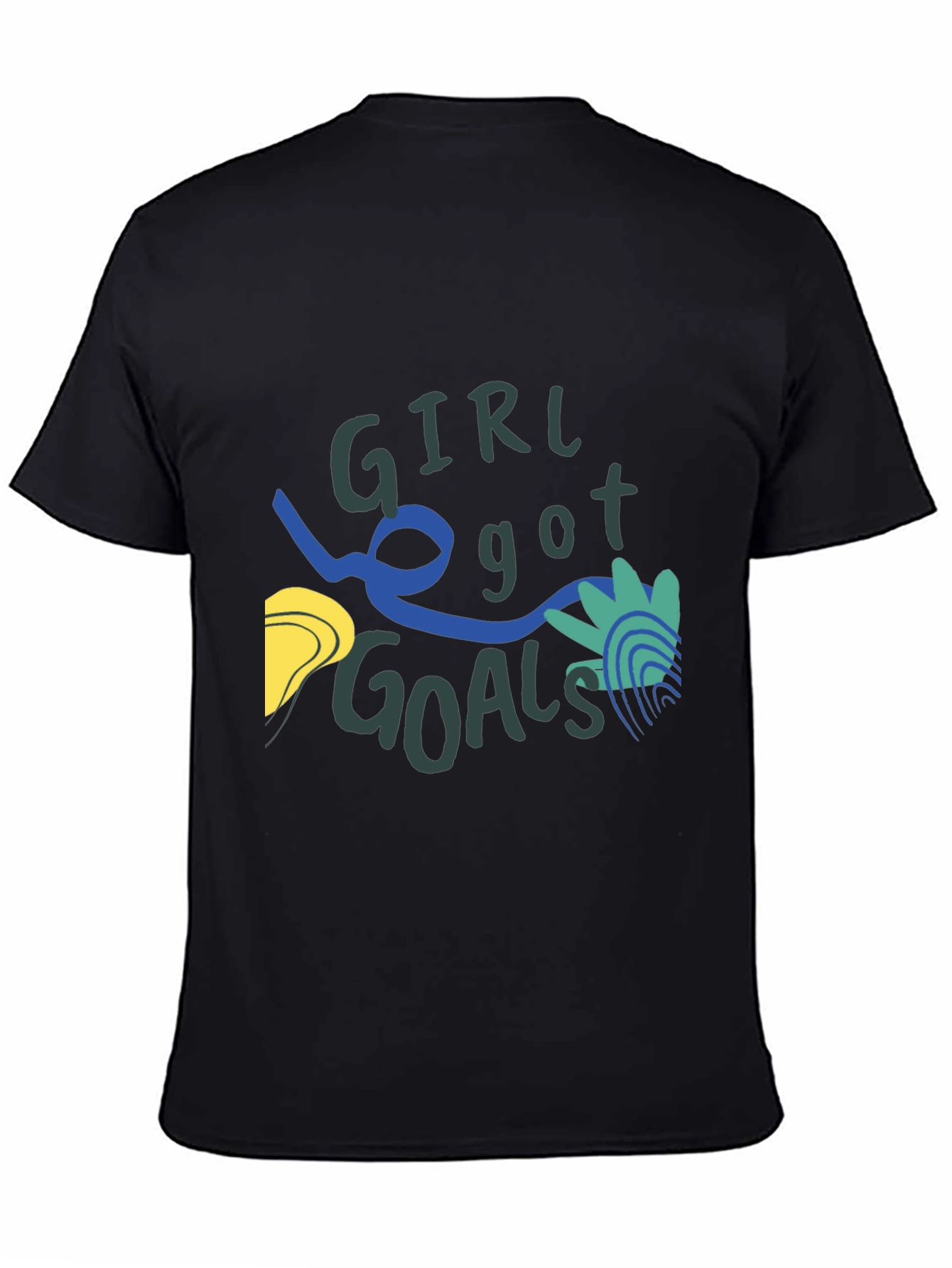Black Girl Got Goals Graphic Tee - Black Casual T-Shirt view 4