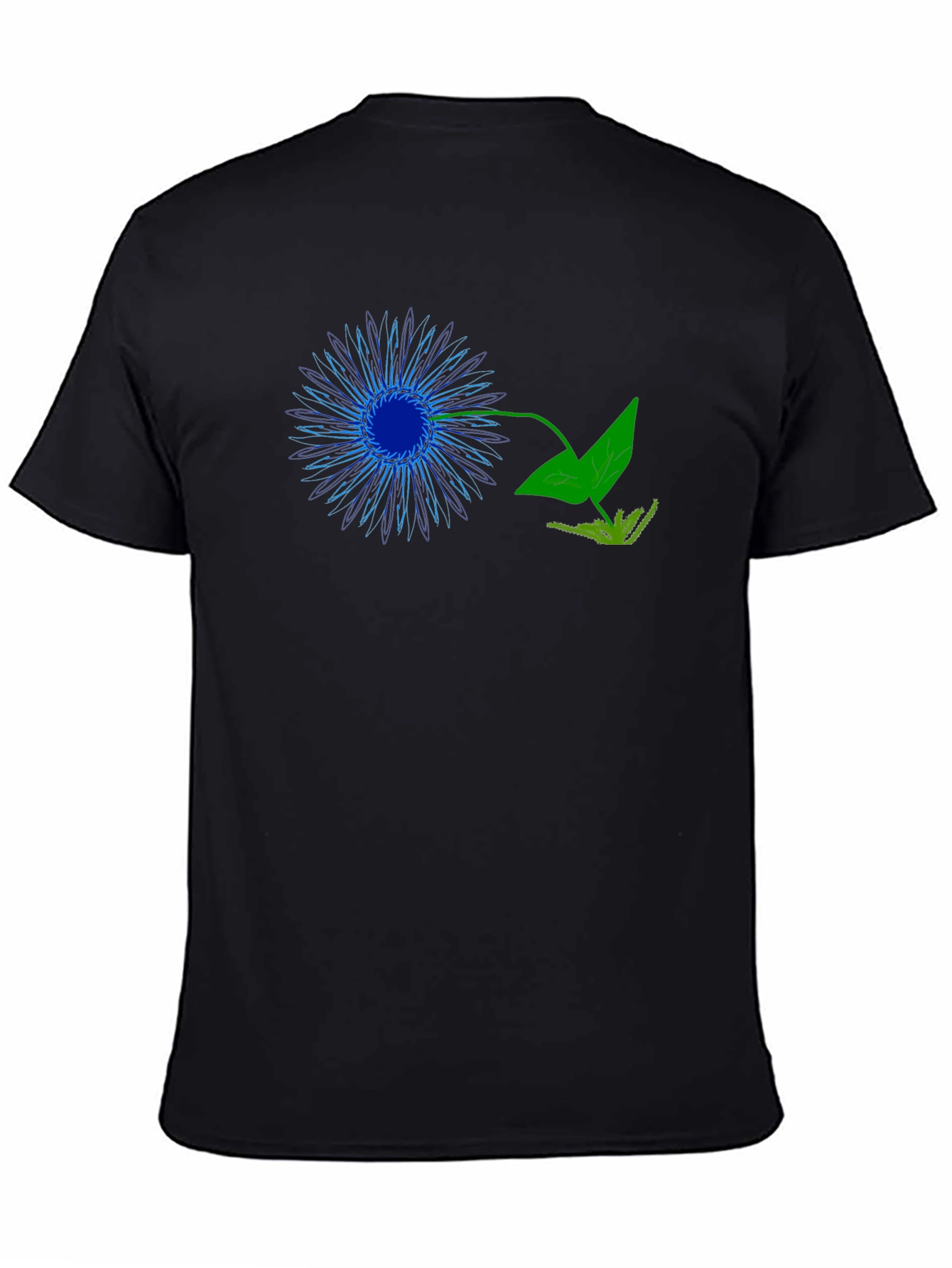 Black Black Graphic Tee - Neon Flower Design view 4