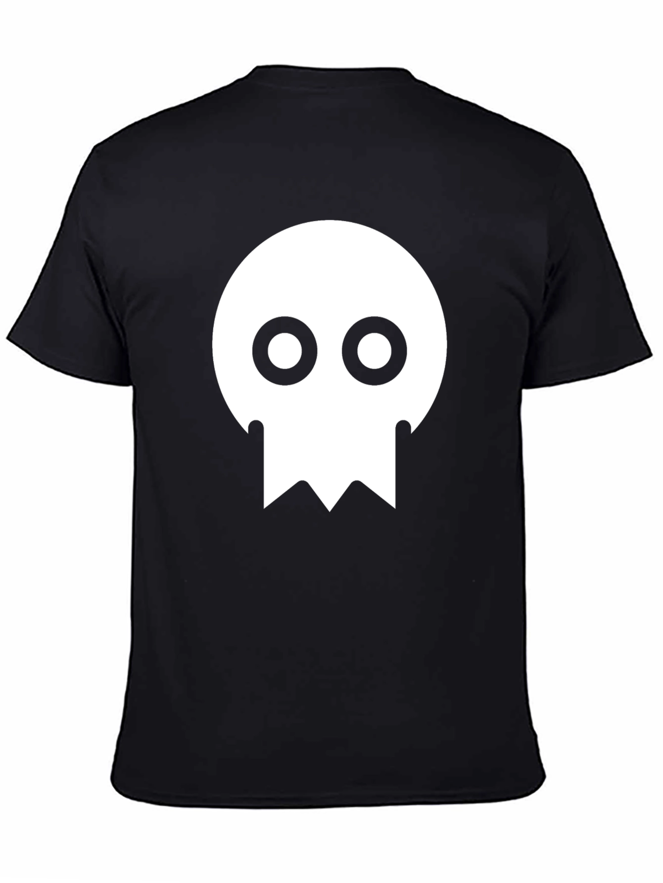 Black Minimalist Skull Graphic Tee - Black Cotton T-Shirt view 4