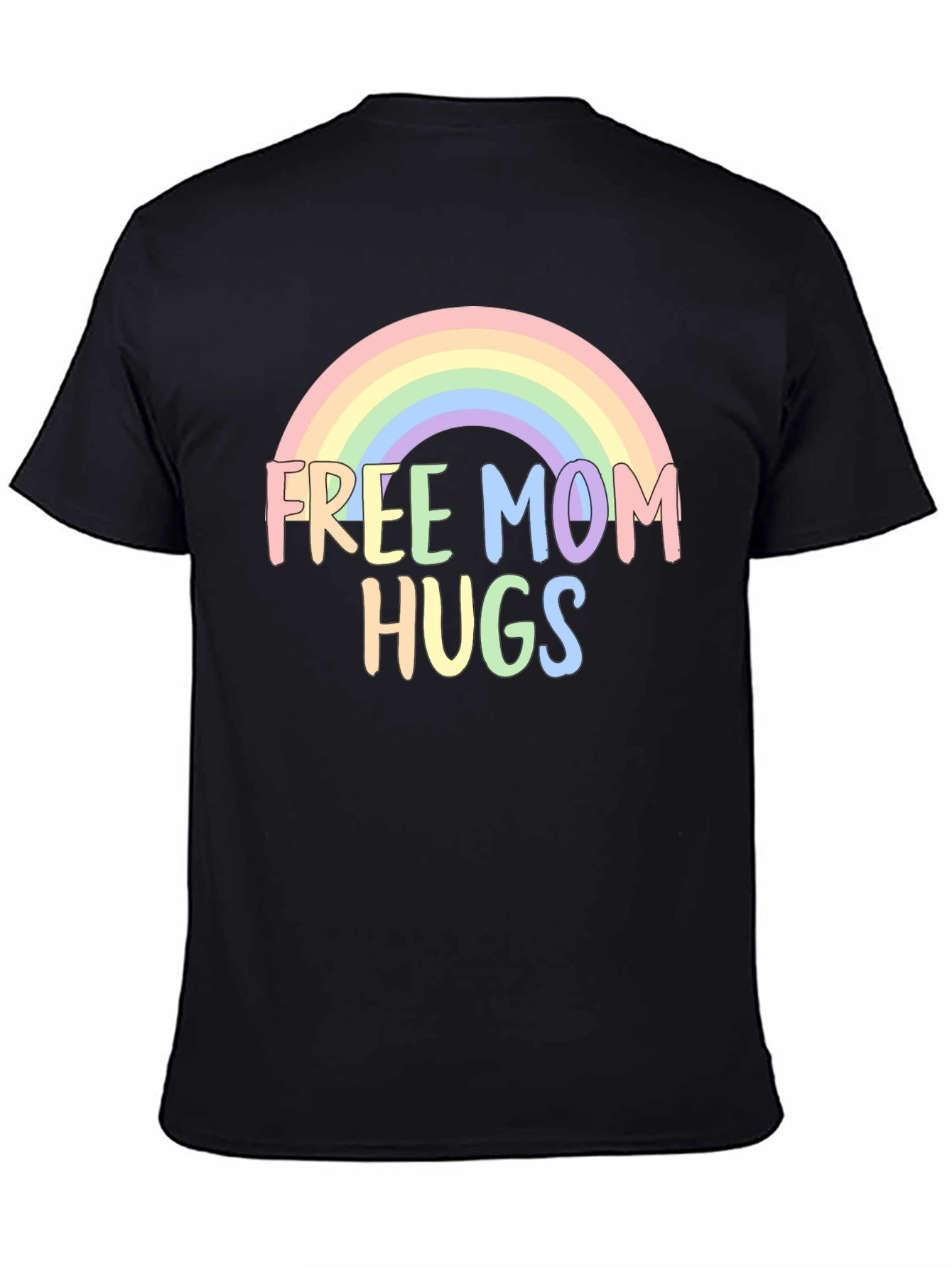 Black Free Mom Hugs Rainbow Graphic Tee view 4