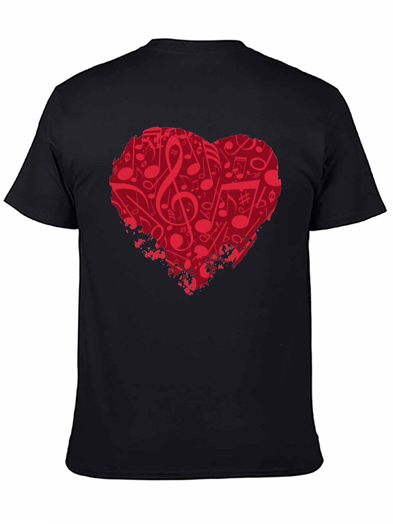 Black Musical Heart Graphic T-Shirt - Black Cotton Tee view 4