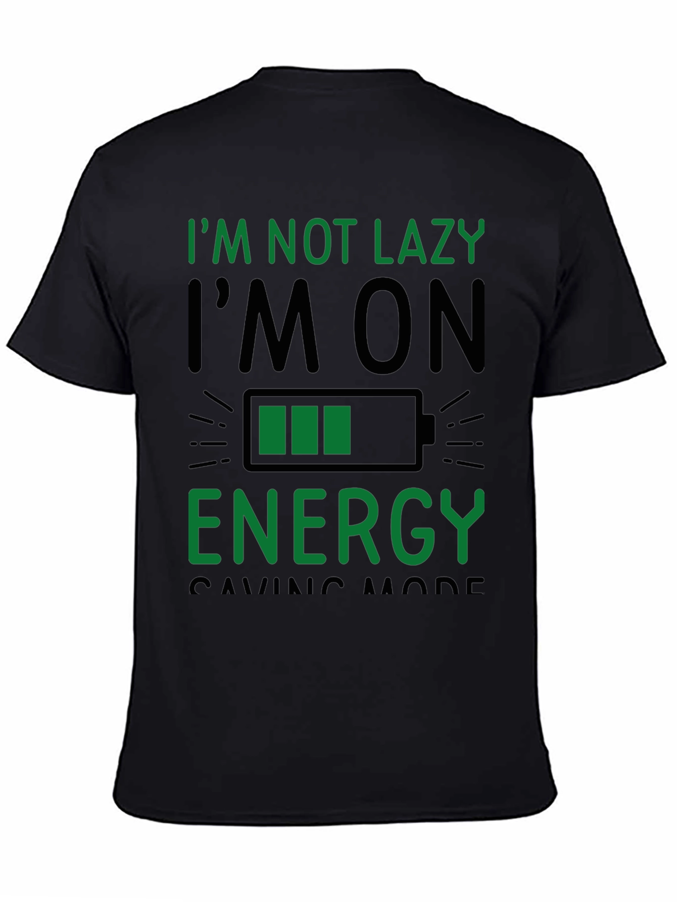 Black Funny Energy Saving Mode Black T-Shirt view 4